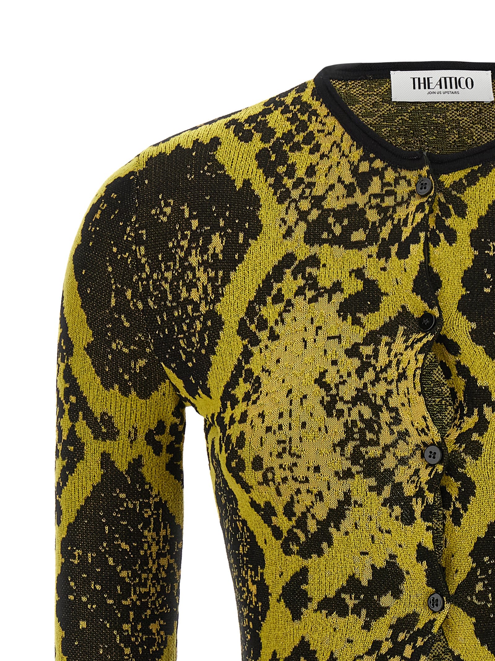 Attico Python Jacquard Cardigan Sweaters And Cardigans Yellow In Gold