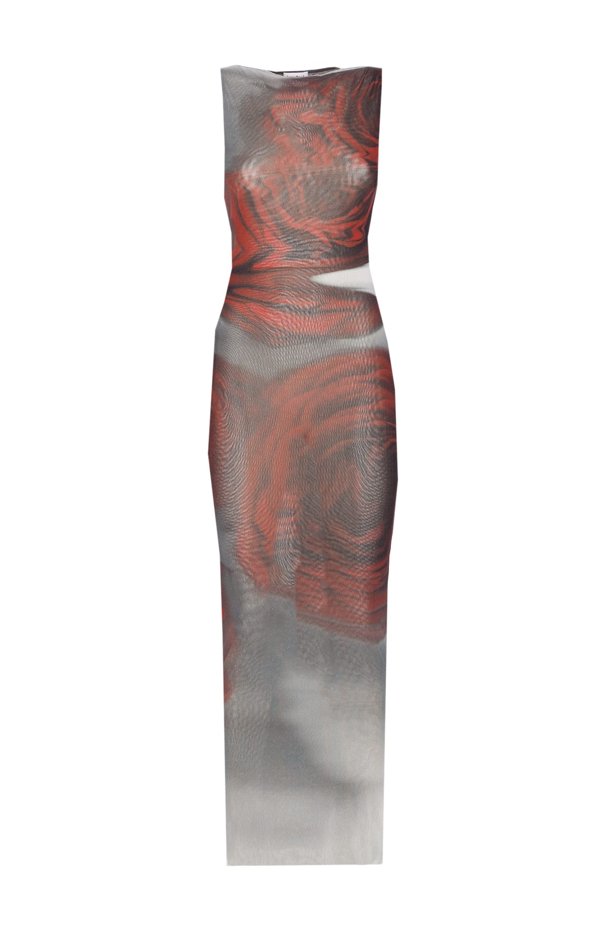 Jean Paul Gaultier Boat Neck Blurry Roses Printed Sleeveless Dress In Multi