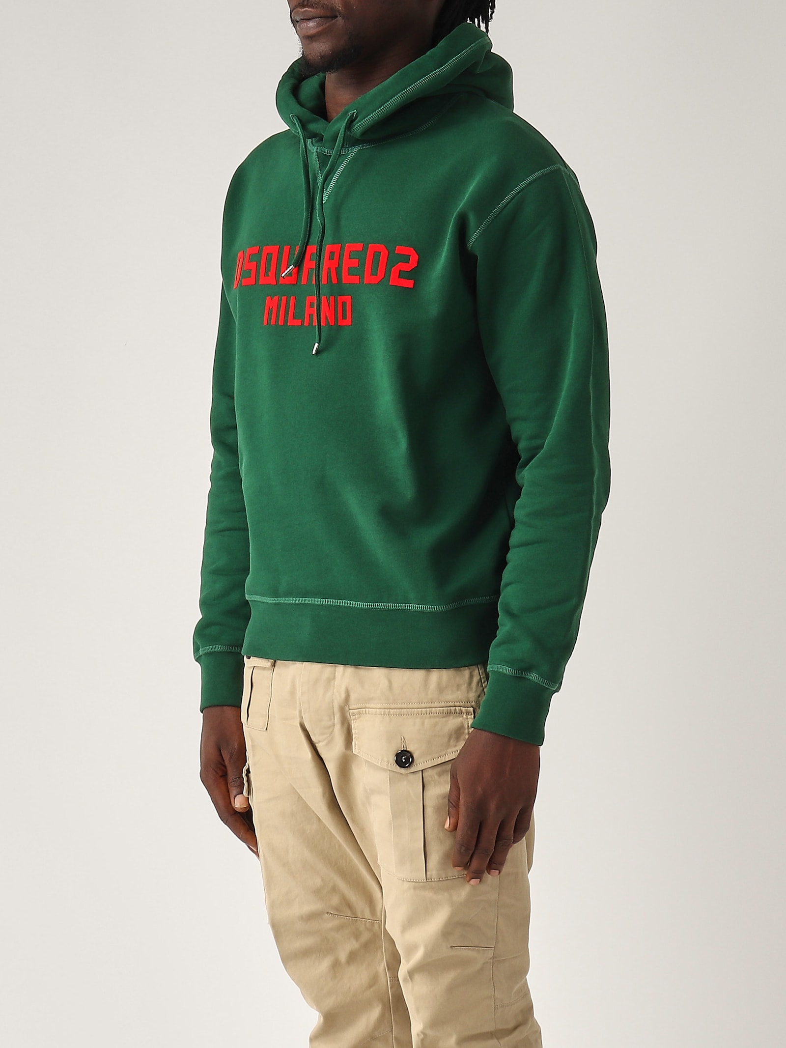 Dsquared2 Cool Fit Hoodie Sweatshirt In Green Red Print