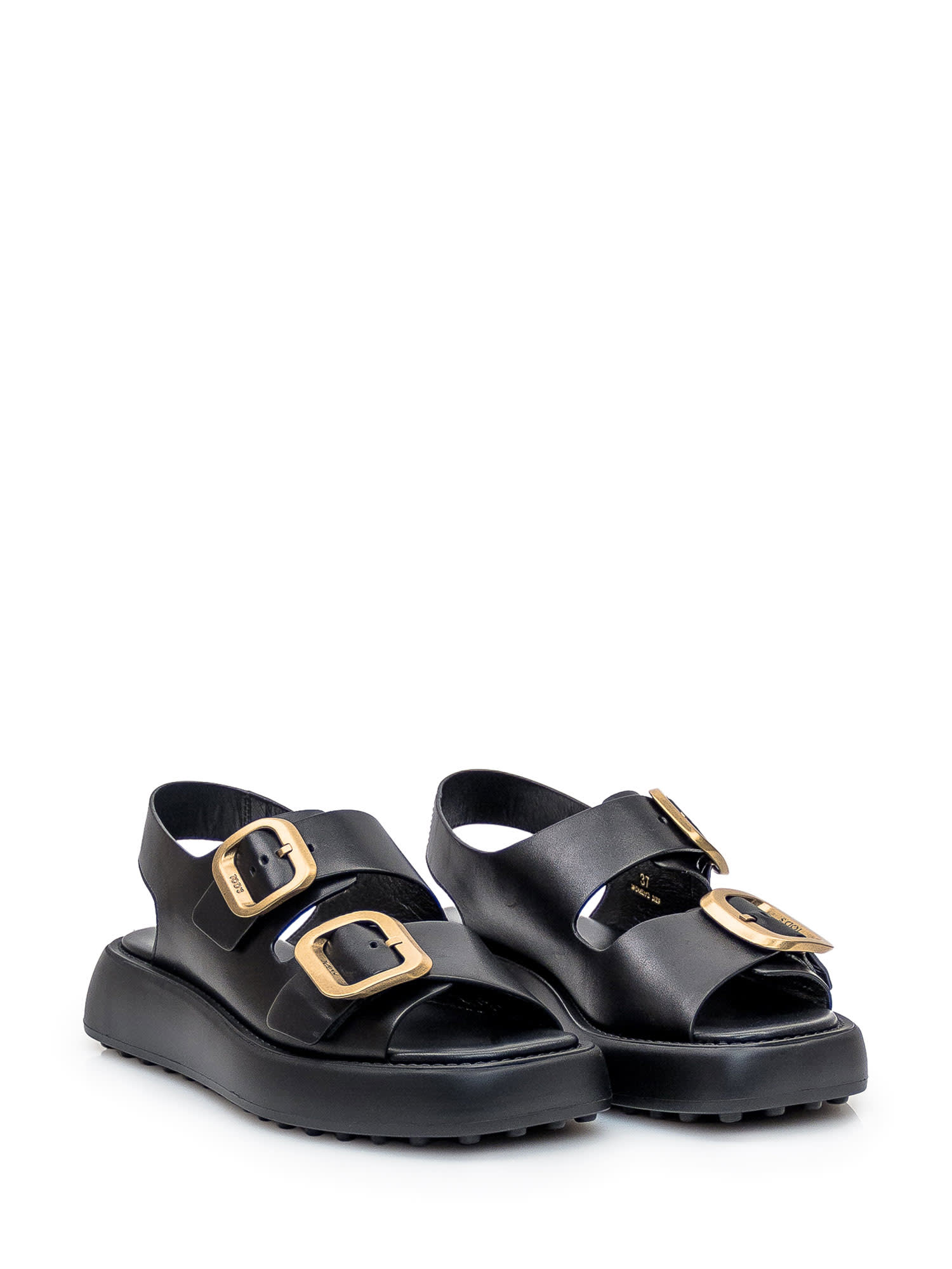 Shop Tod's Leather Sandal In Nero