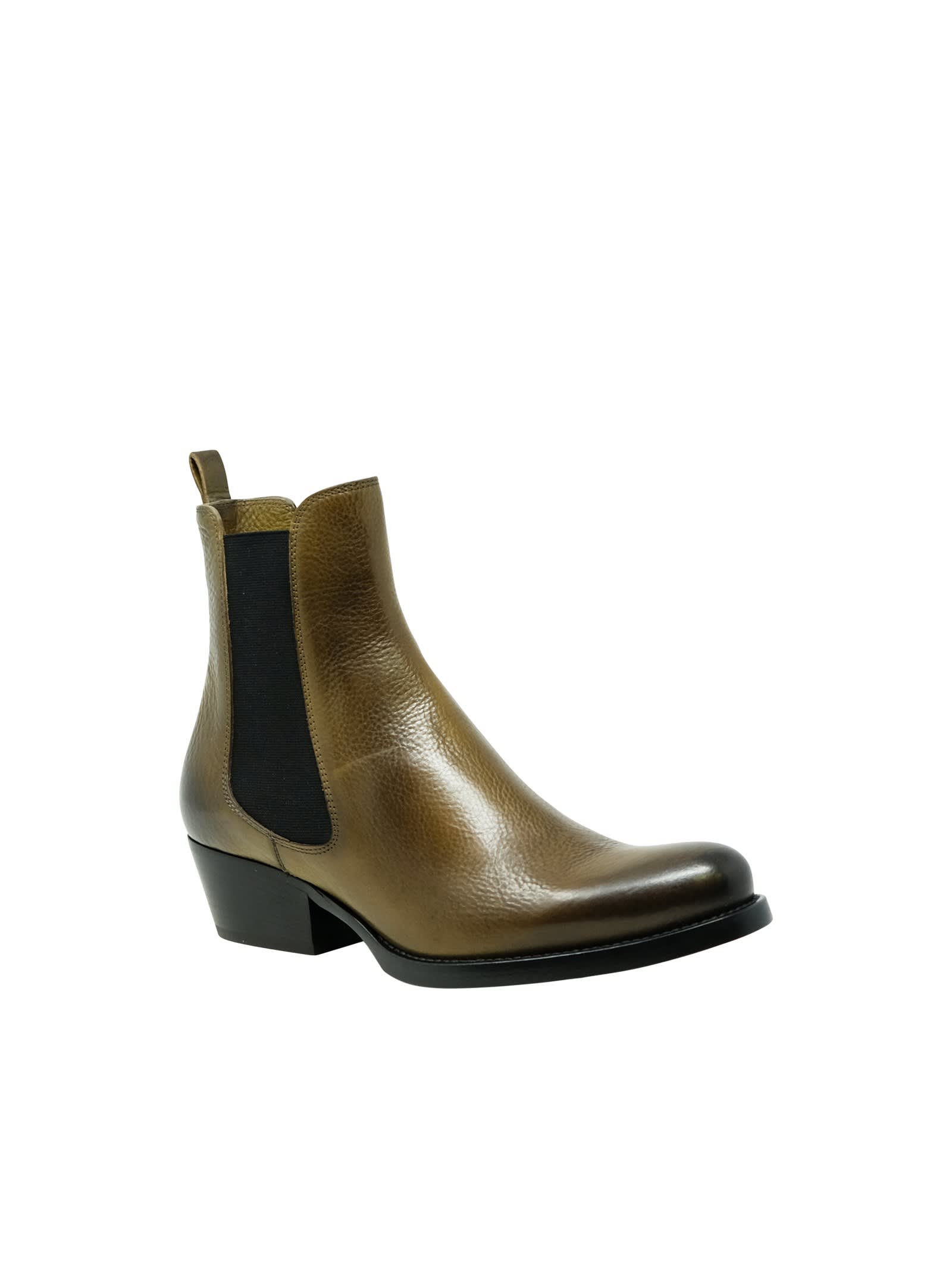 Shop Sartore Sr421001 Toscano Green Olive Leather Ankle Boots