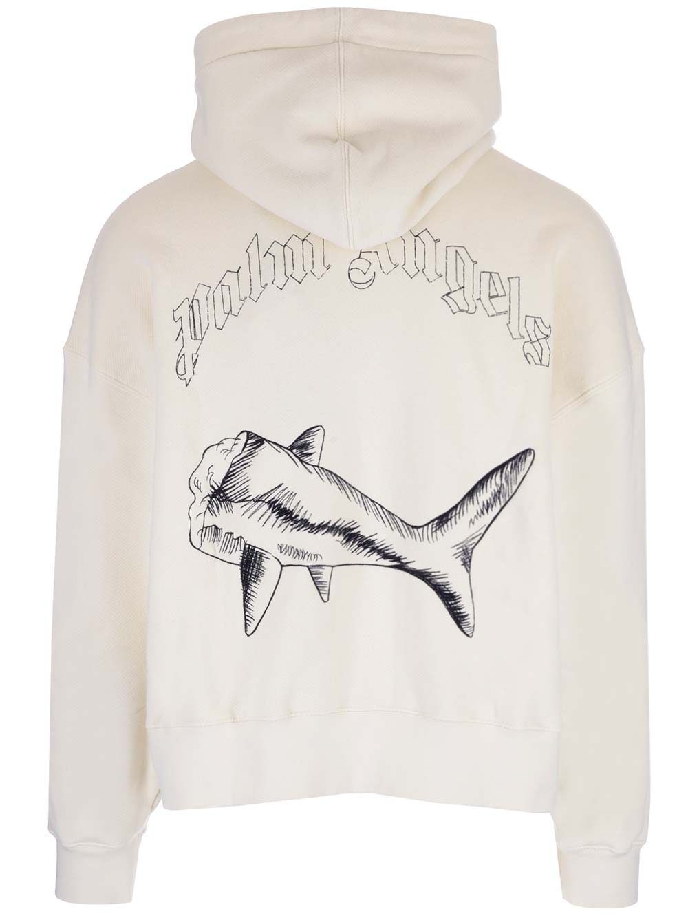 Shop Palm Angels Butter Shark Hoodie In White