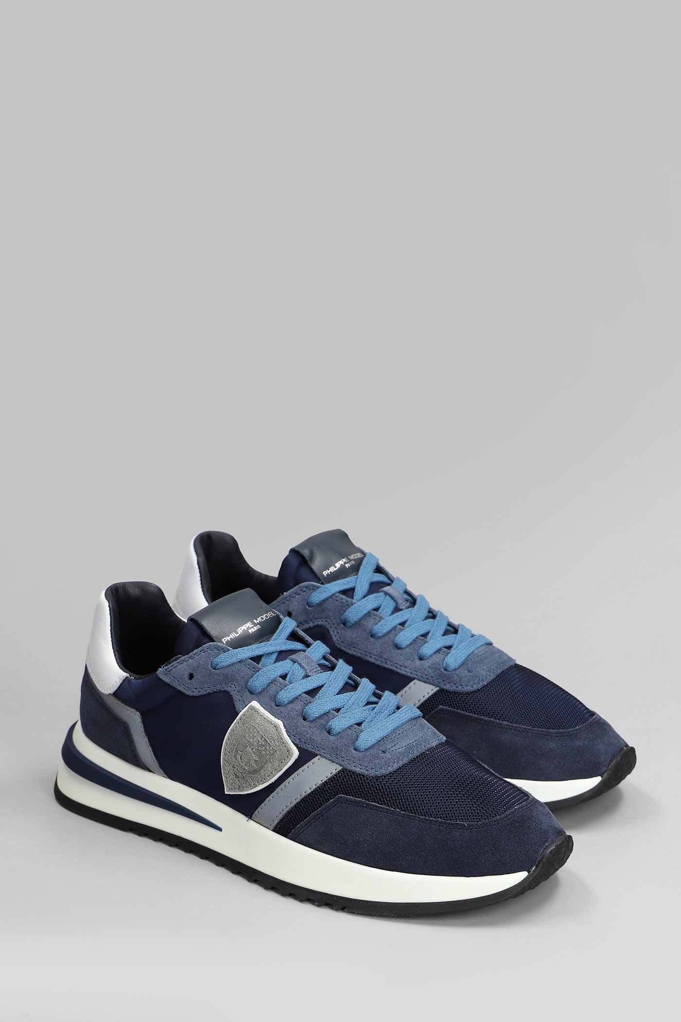 Philippe Model Panelled Crest-motif Sneakers In Blue