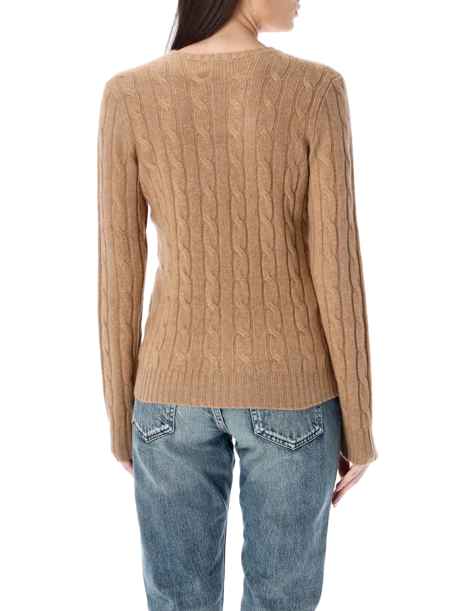 Shop Polo Ralph Lauren Julianna Cable Knit Sweater In Camel