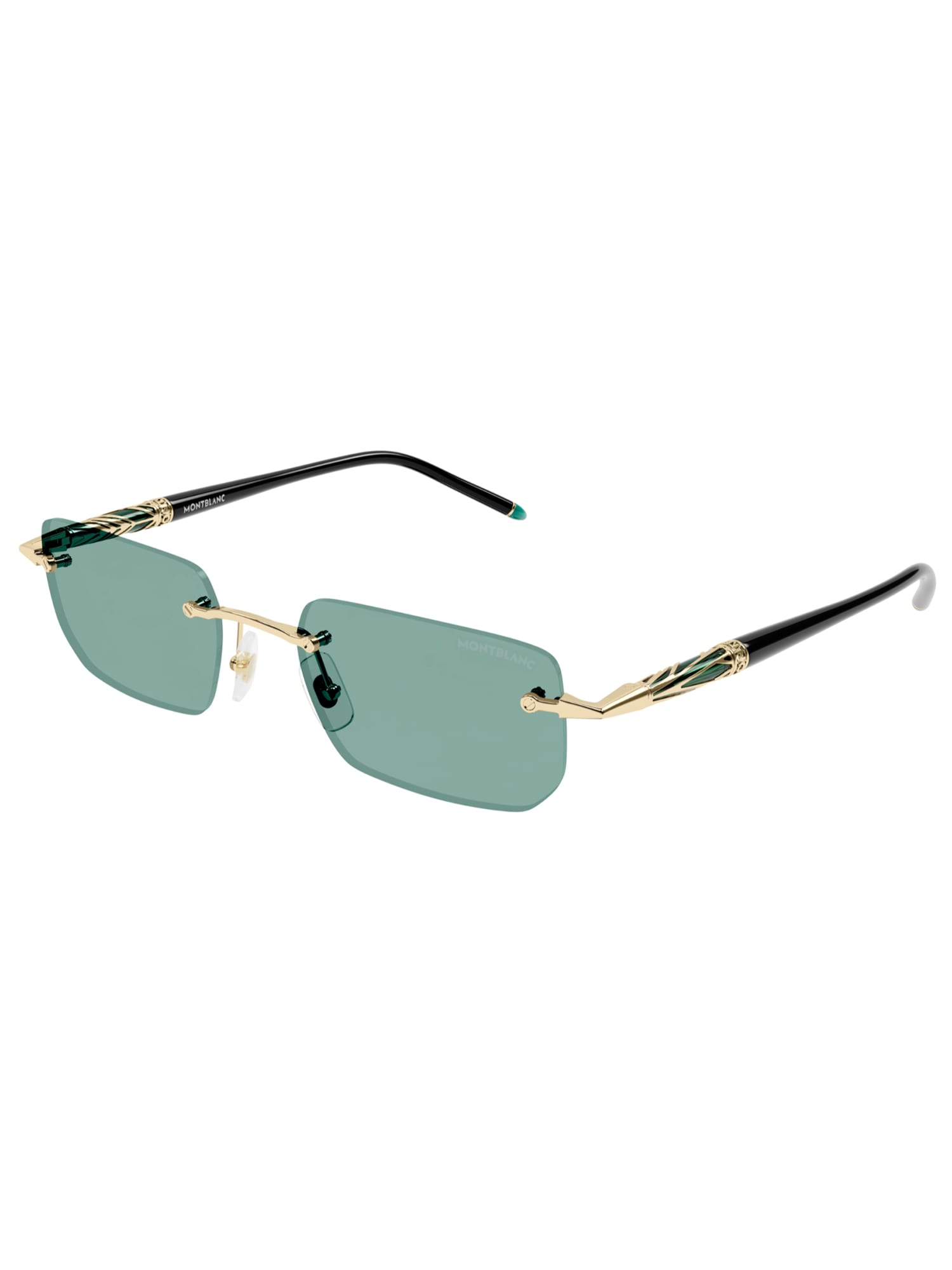 Shop Montblanc Mb0348s Sunglasses In Gold Black Green