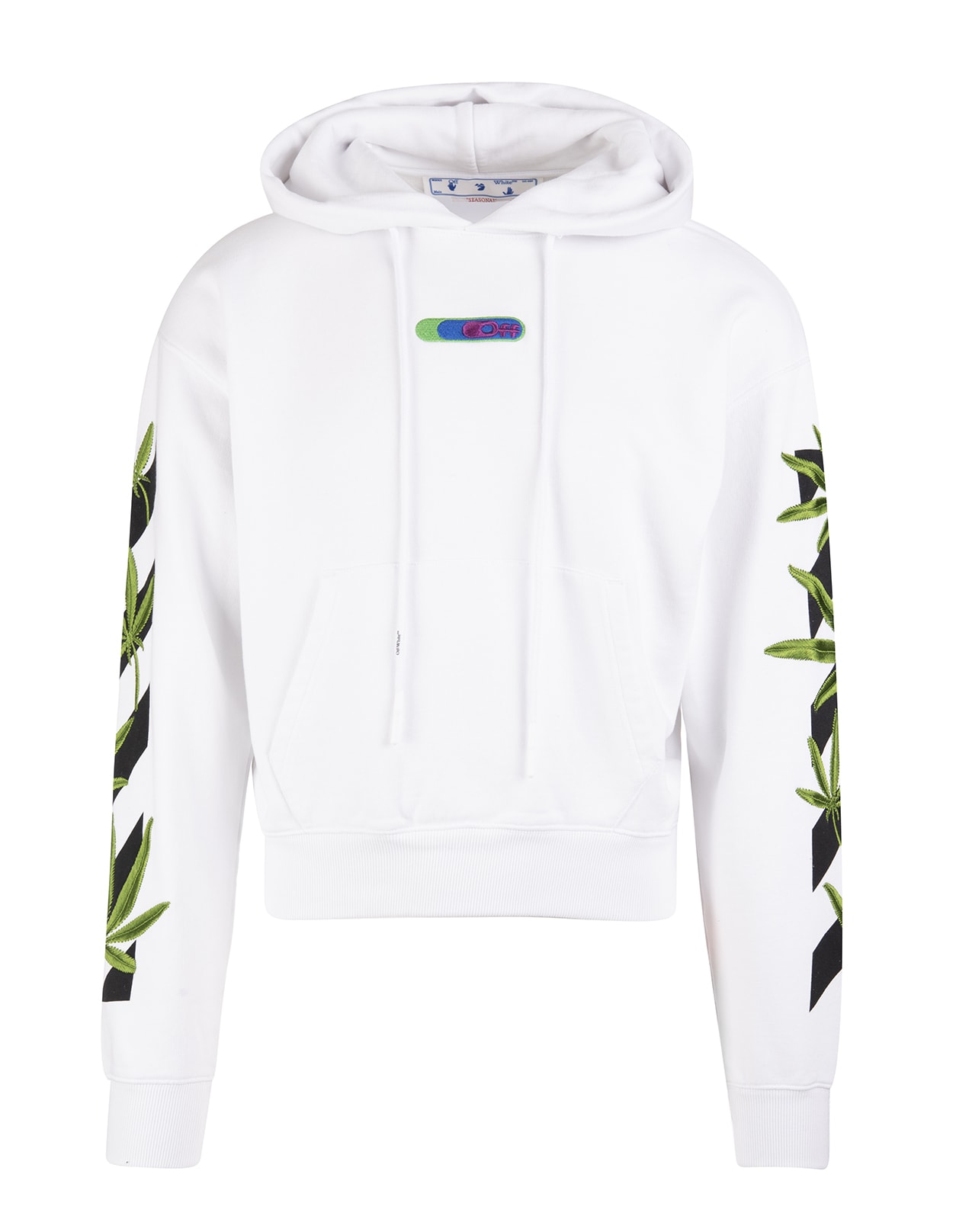 Off-White Man White Hoodie With Arrows And Diagonals Graphic Print