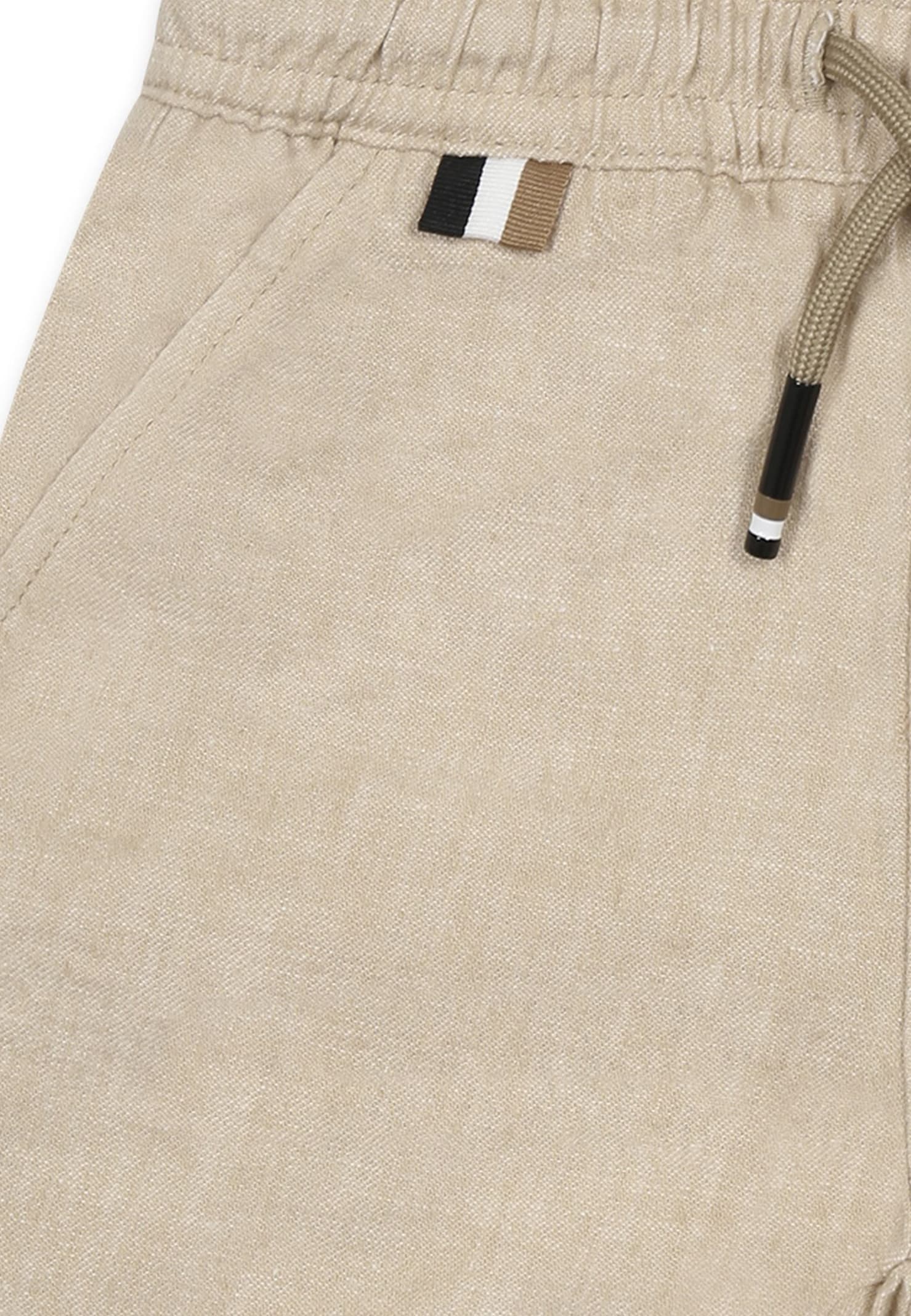 Hugo Boss Beige Shorts For Baby Boy With Logo In Beige