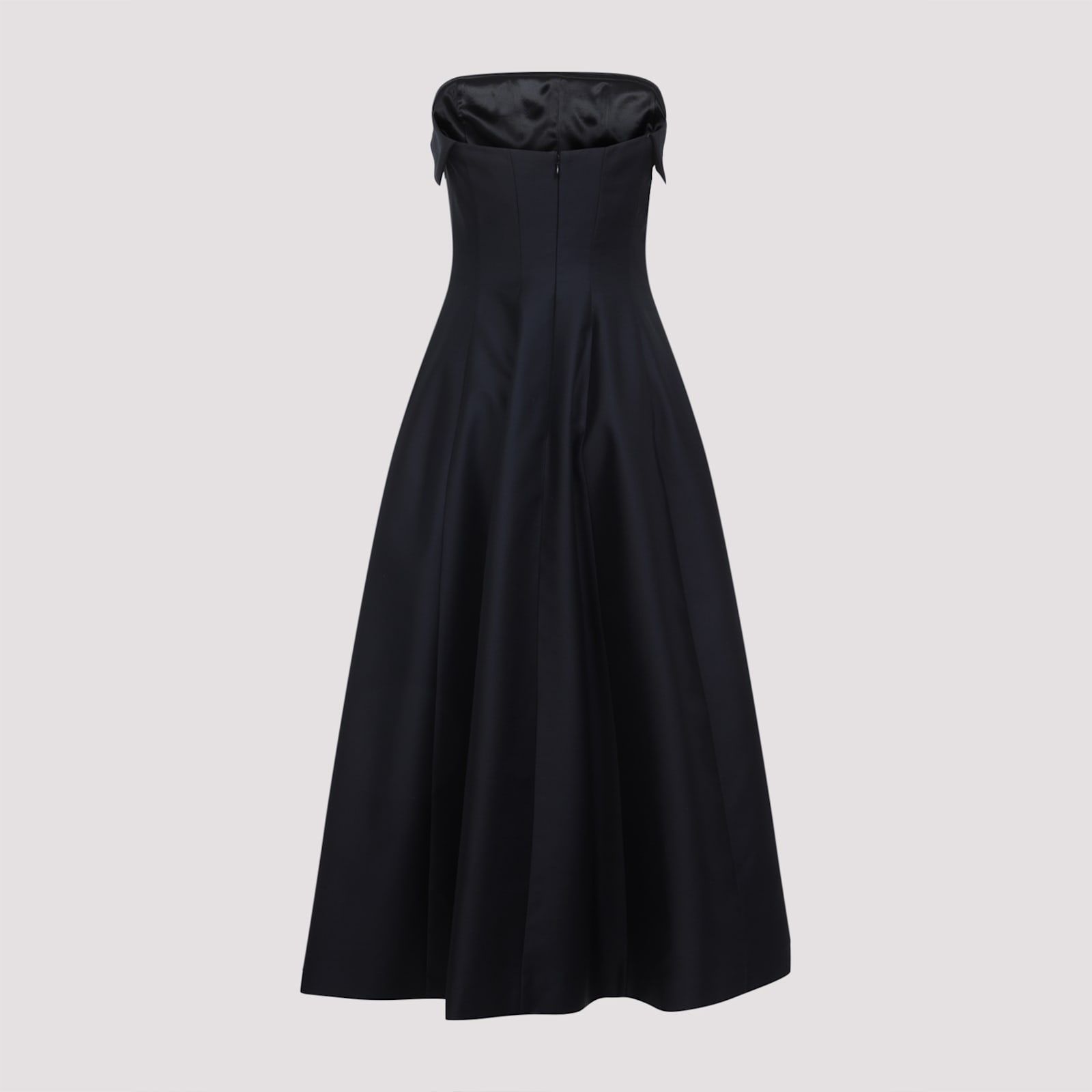 Alberta Ferretti Shoulder-baring Dress With Fitted Bodice And Flared Skirt In Black
