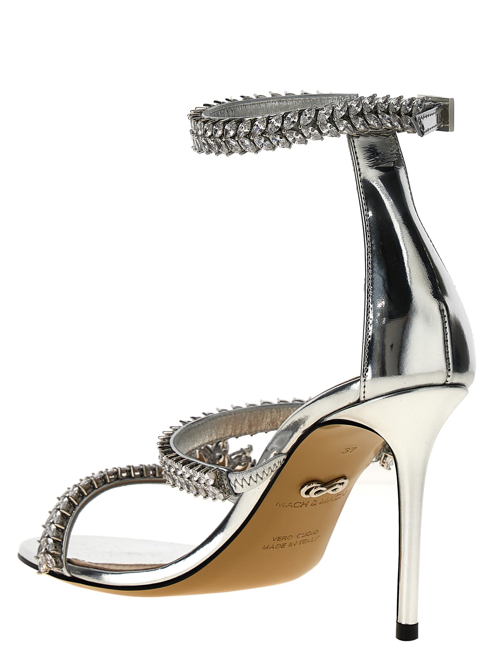 Mach & Mach Lotus Sandals In Silver