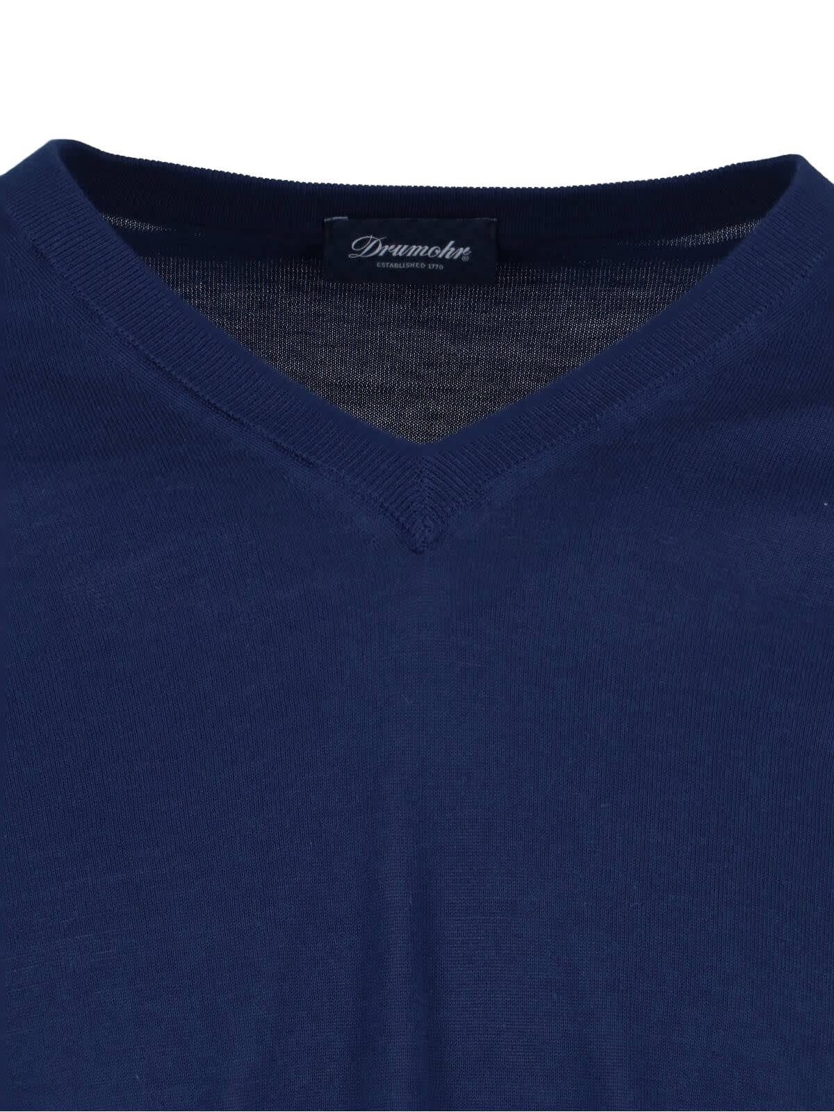 Drumohr Ribbed V-neck Sweater With Long Sleeves In Blue
