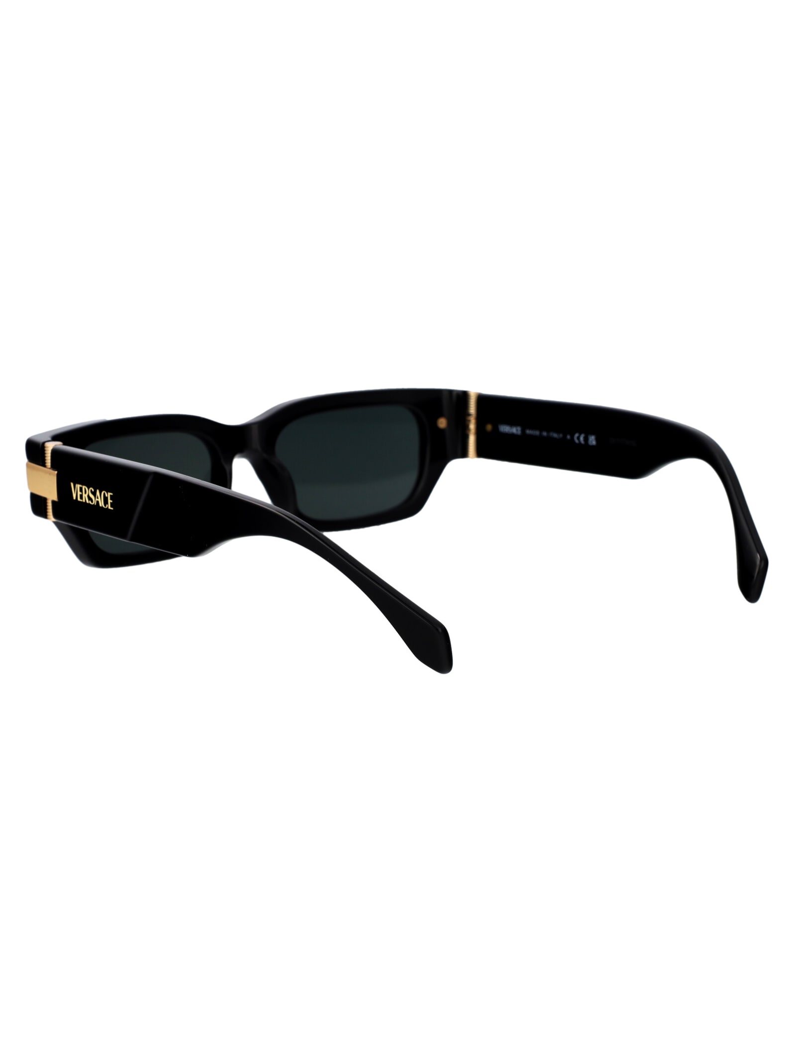 Versace 53mm Plaque Rectangular Sunglasses In Gray
