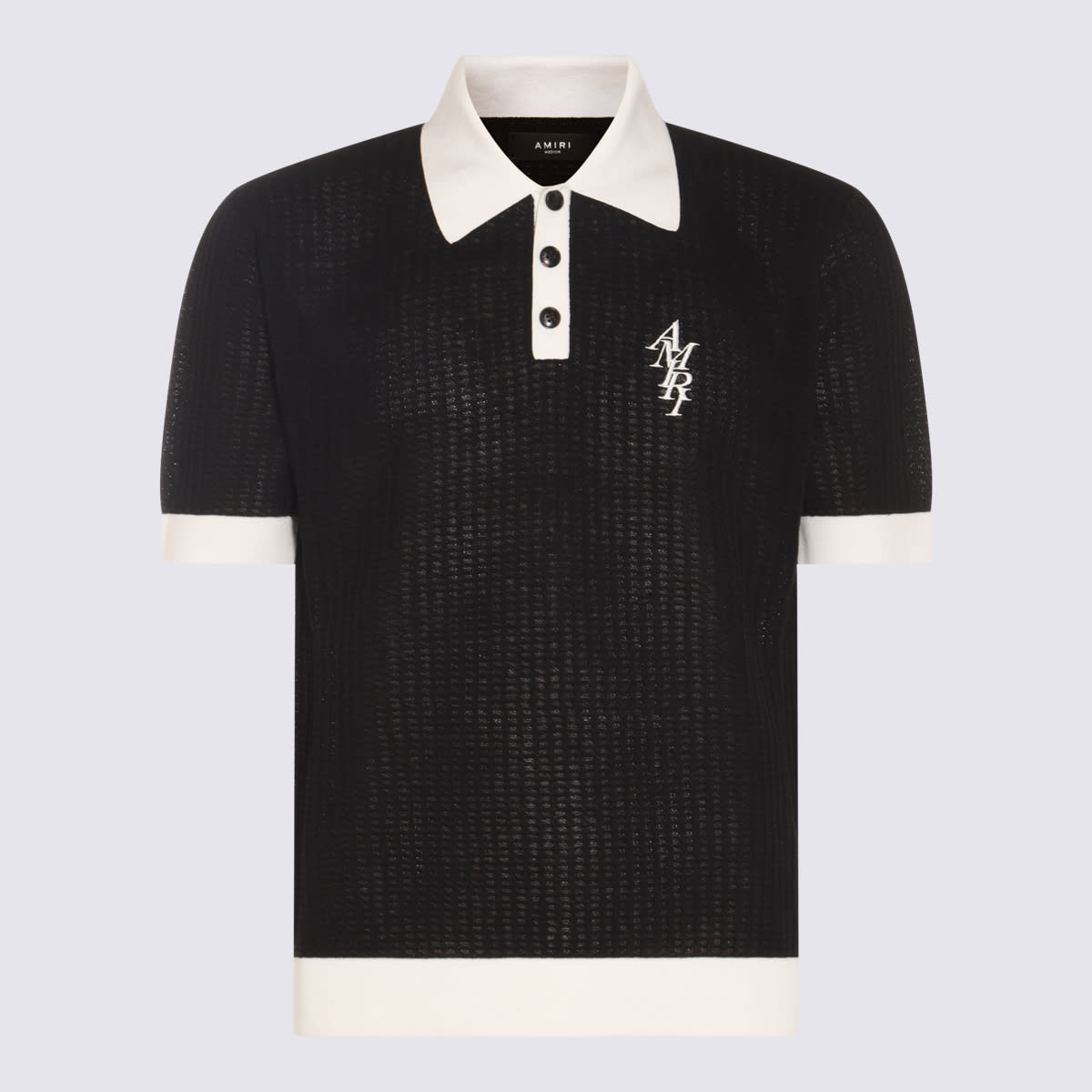 Shop Amiri Black Cotton Polo Shirt