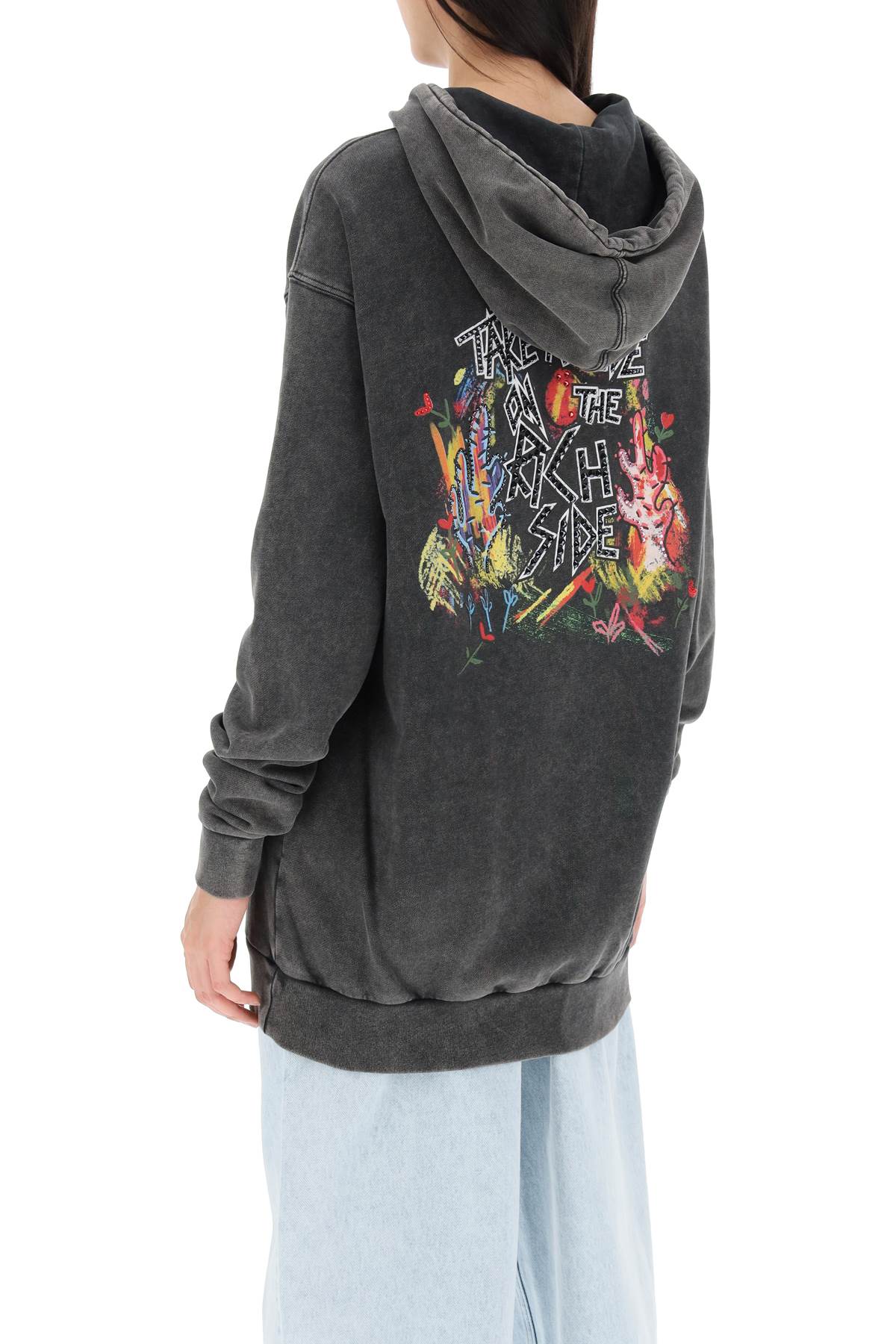 Shop Alessandra Rich Graphite Cotton Oversize Sweatshirt In Grey