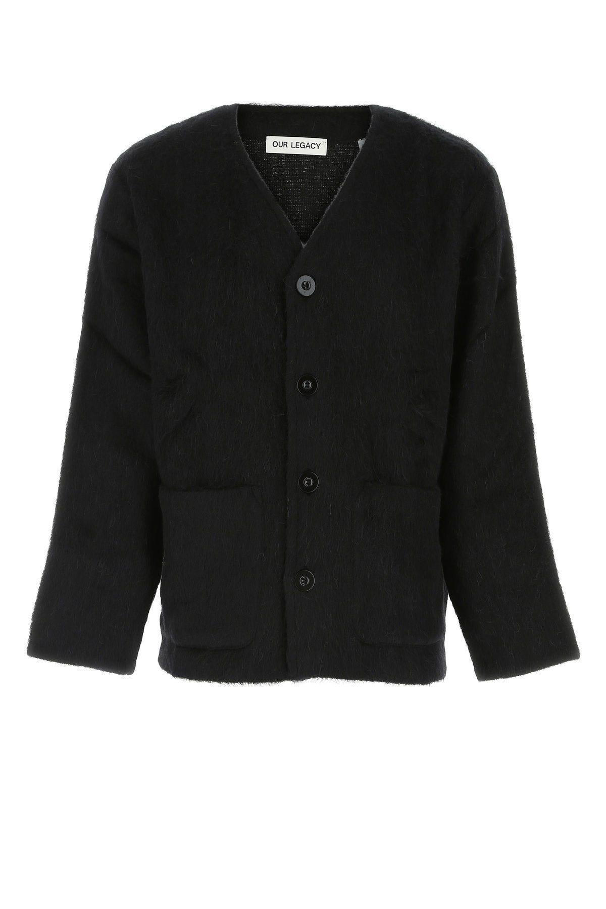 Shop Our Legacy Black Wool Blend Cardigan In Black Mohair