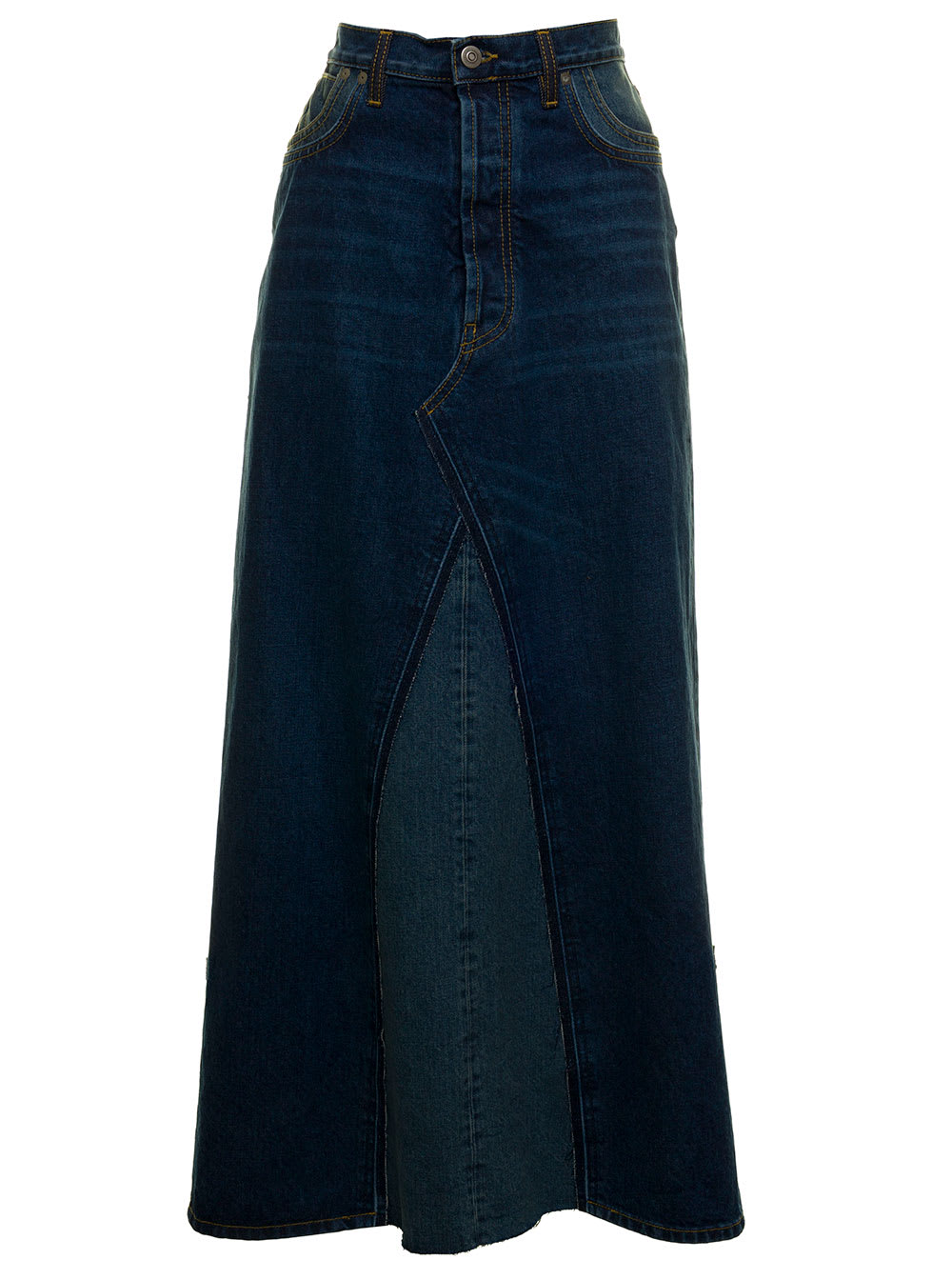 Maison Margiela Womans Blue Denim Long Skirt