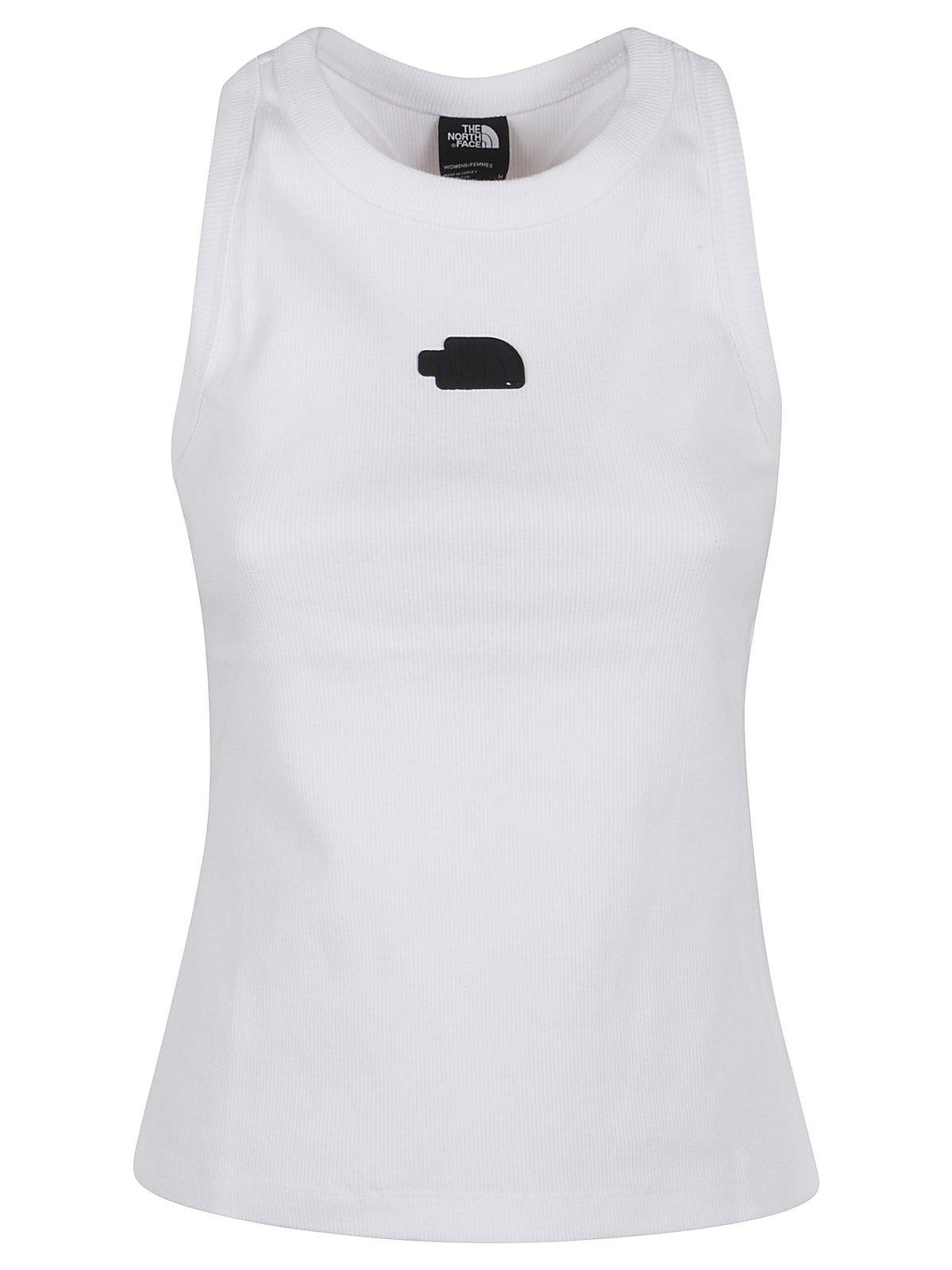 The North Face Logo Detailed Fine-ribbed Tank Top In White