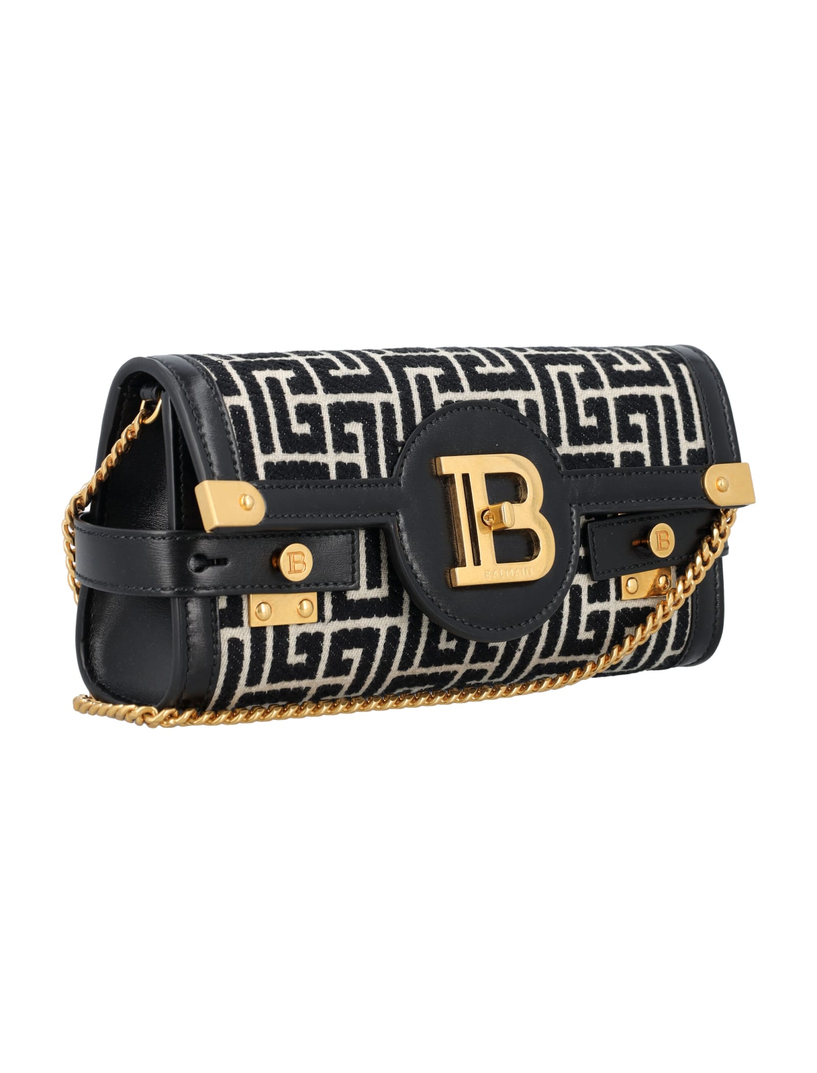 Shop Balmain B-buzz 23 Clutch In Avorio Nero