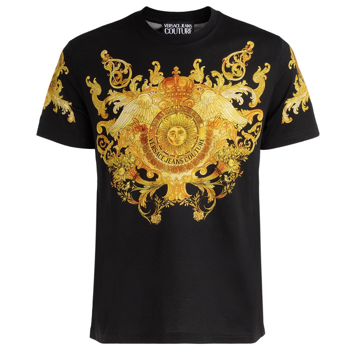 Versace Jeans Couture Black T Shirt With Baroque Print