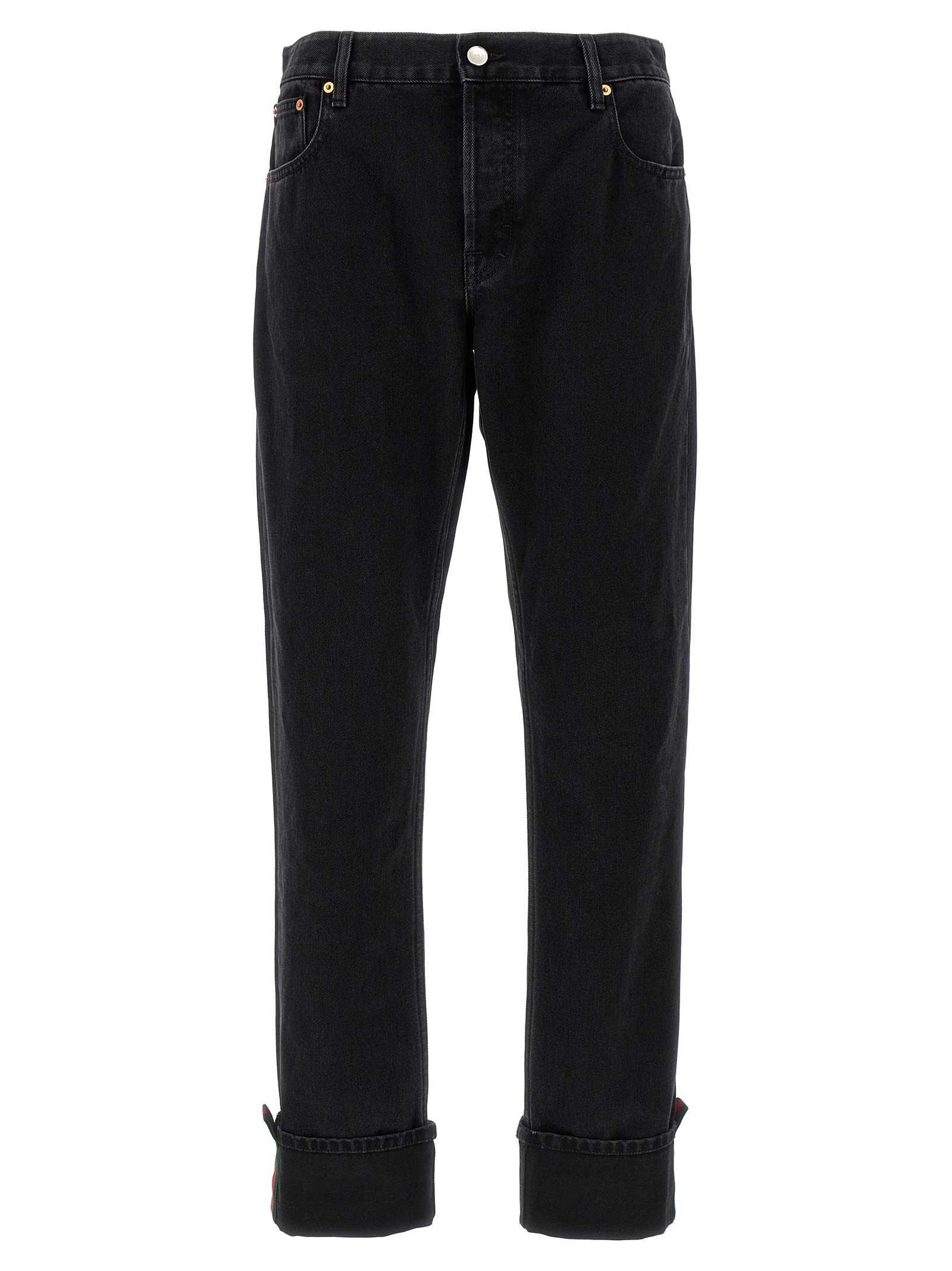 Shop Gucci Web Tape Jeans In Black