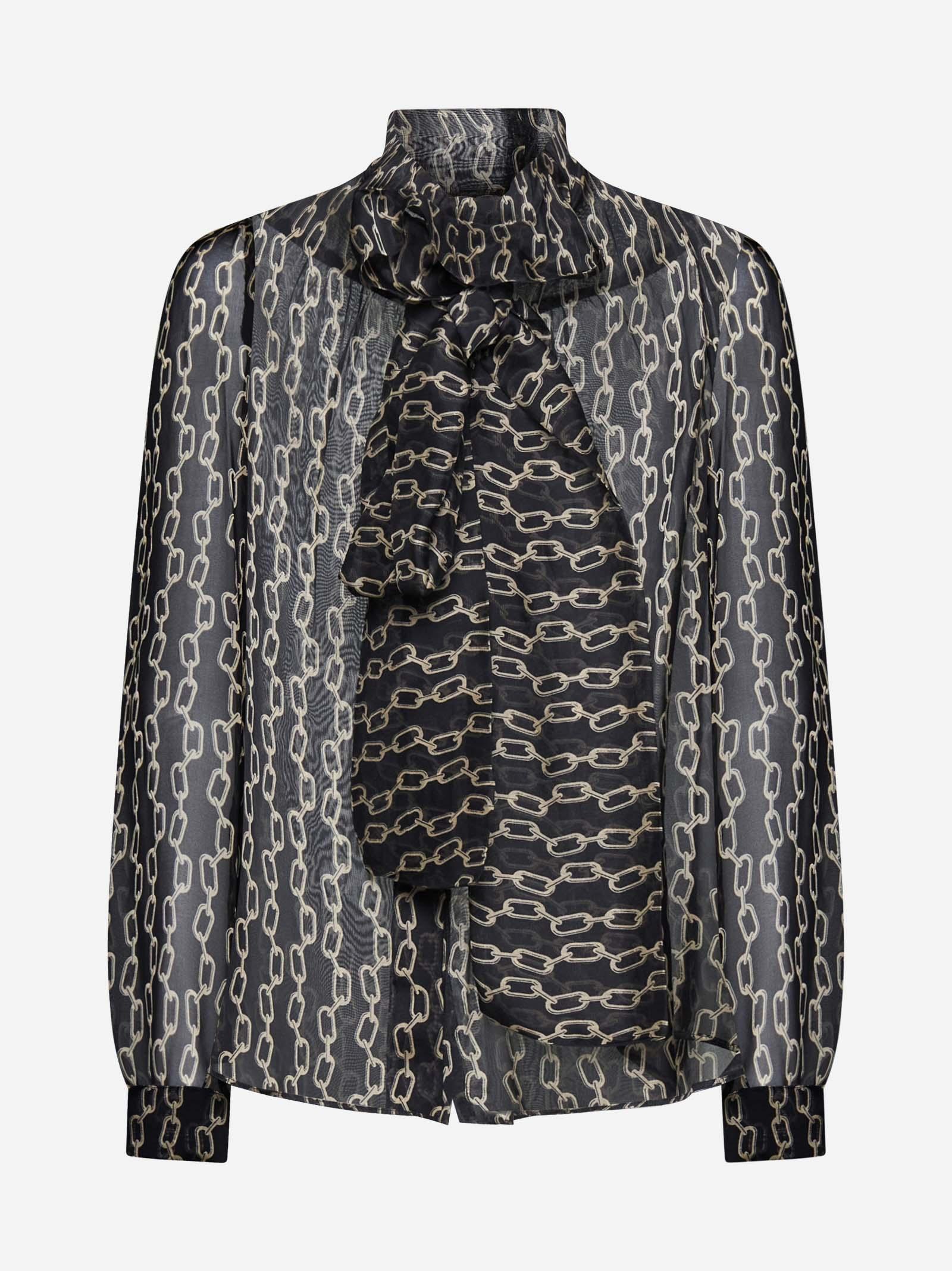 Shop Max Mara Finish Print Silk Shirt In Blue