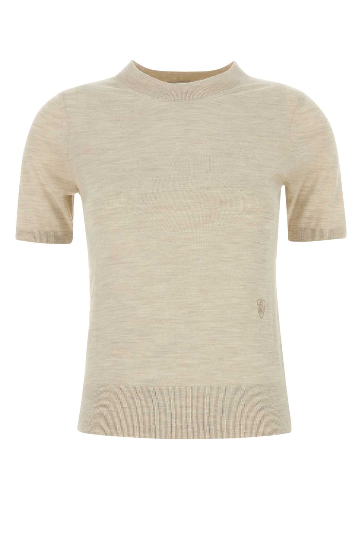 Burberry Women Sand Wool T-shirt In Nutmeg