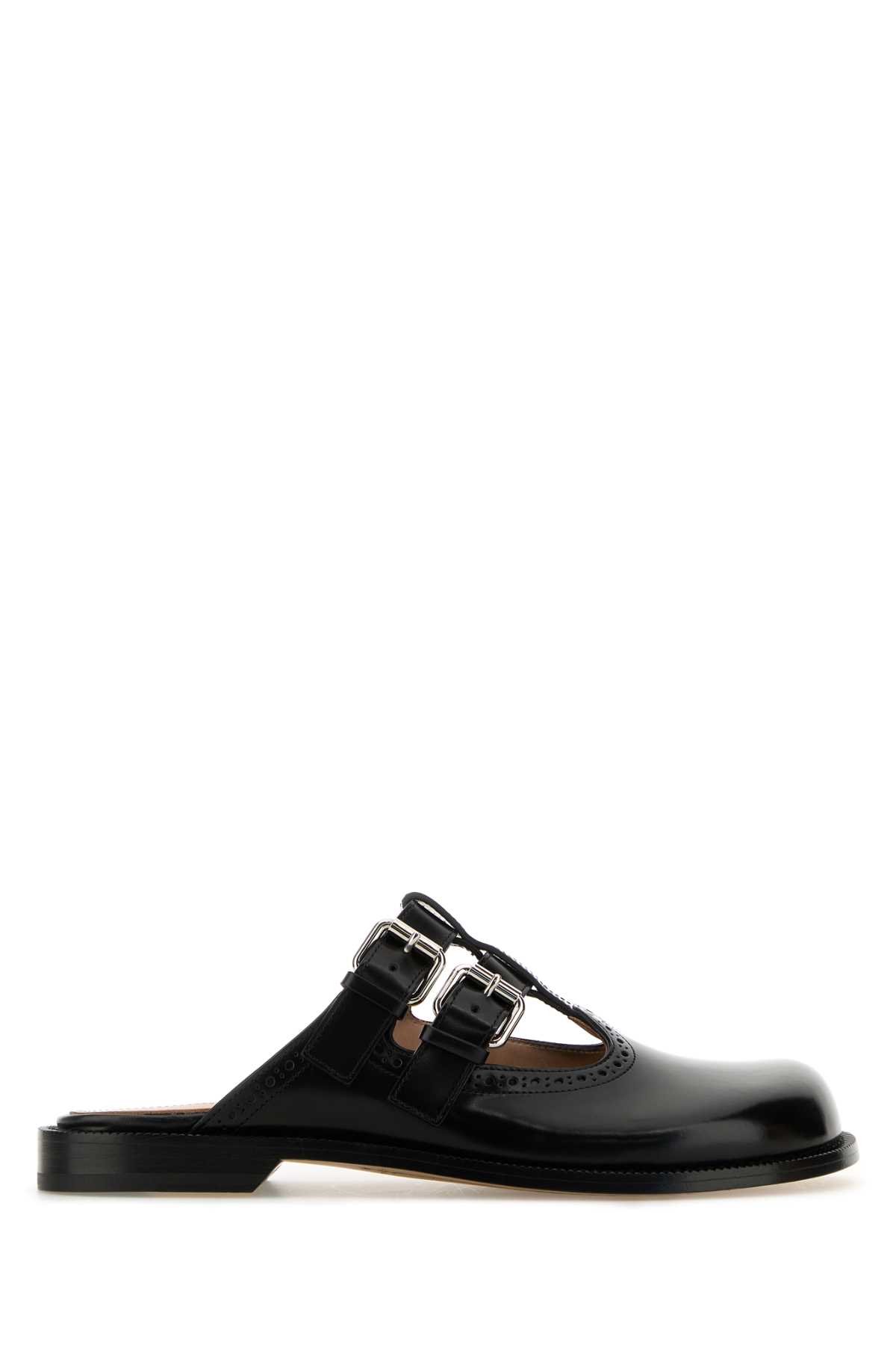 Loewe Black Leather Campo Mary Jane Slippers