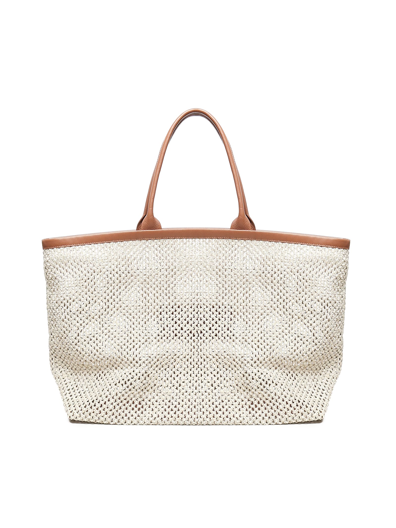 Eleventy Woven Tote Bag In Sand And Brown