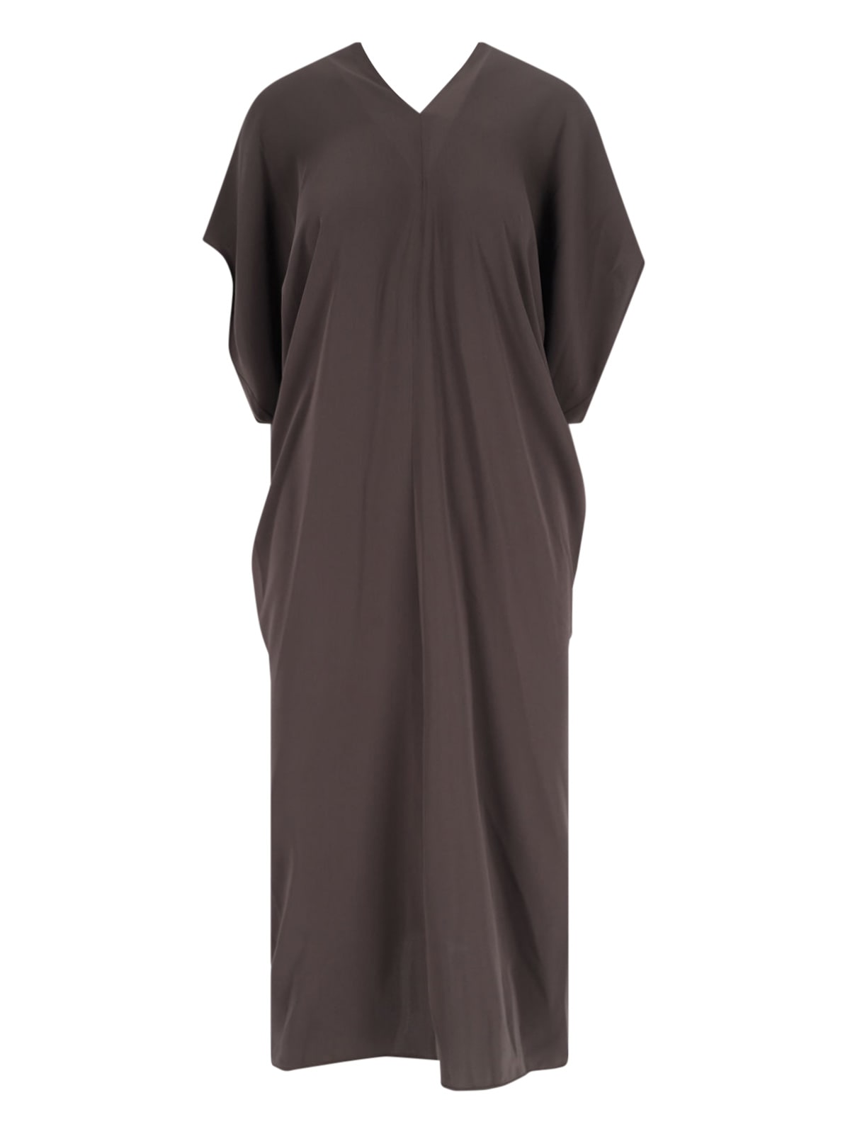 Mm6 Maison Margiela Brown Crepe Draped Midi Dress In Multi