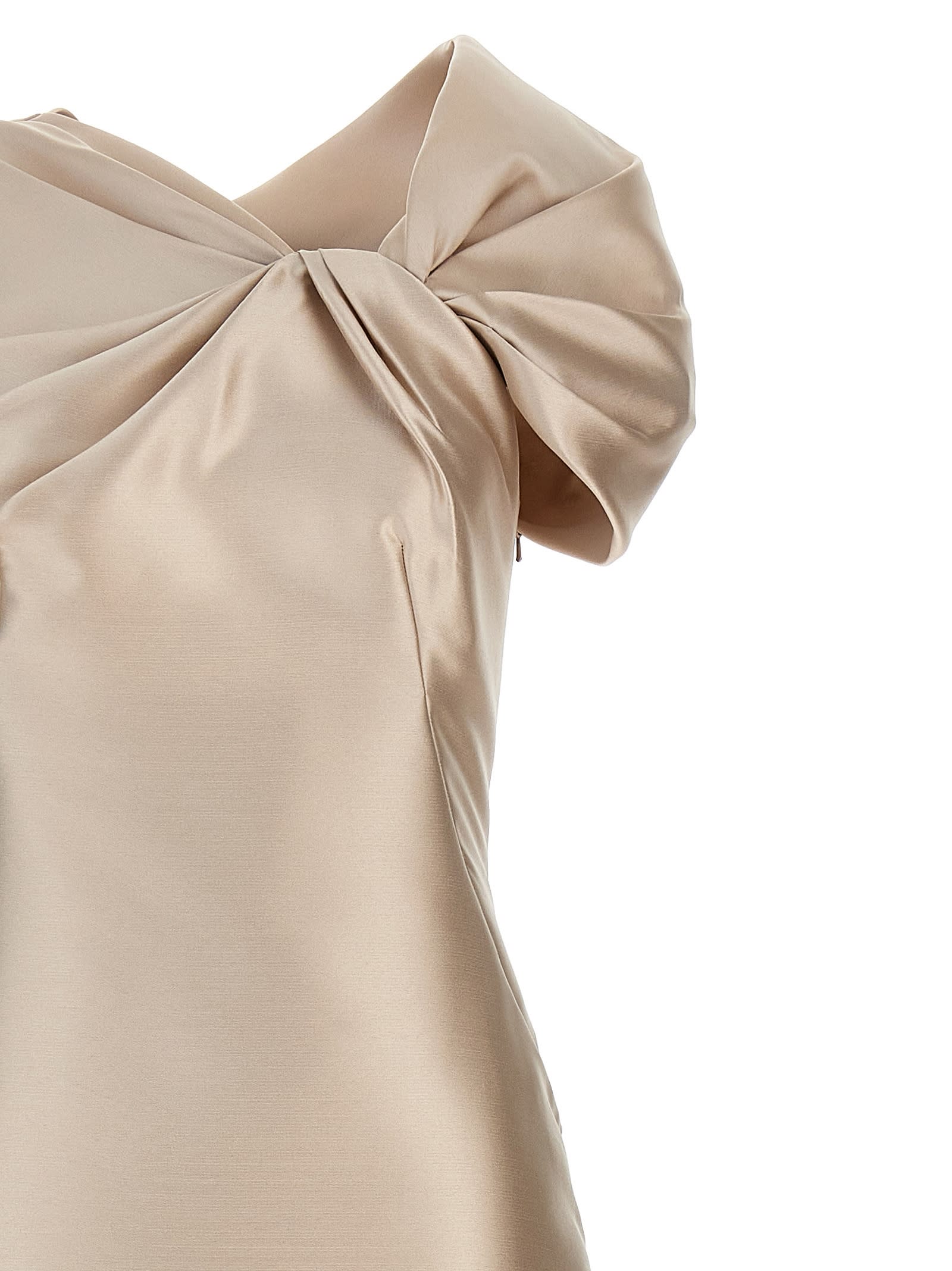 Alberta Ferretti Twisted Shoulder Mikado Mermaid Gown In Ivory