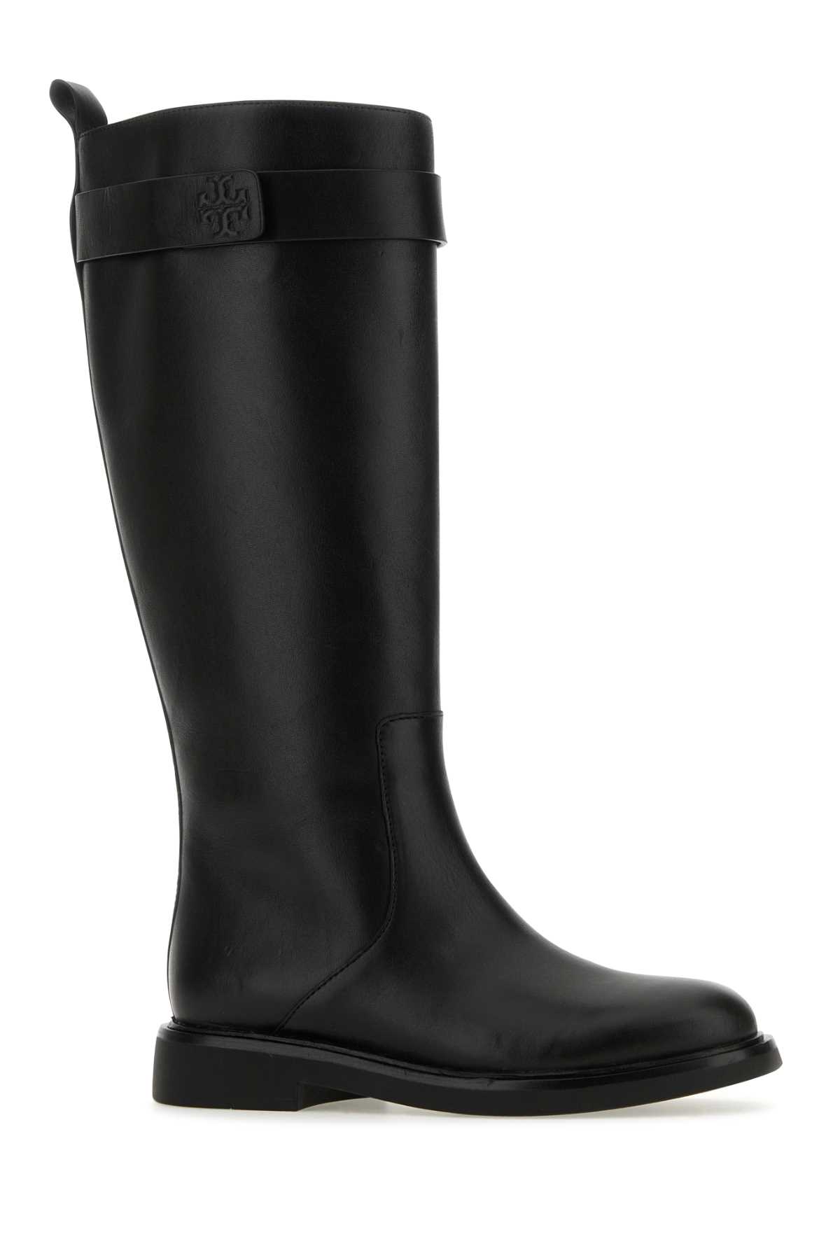 Tory Burch Black Leather Utility Boots In Perfectblackperfectblack
