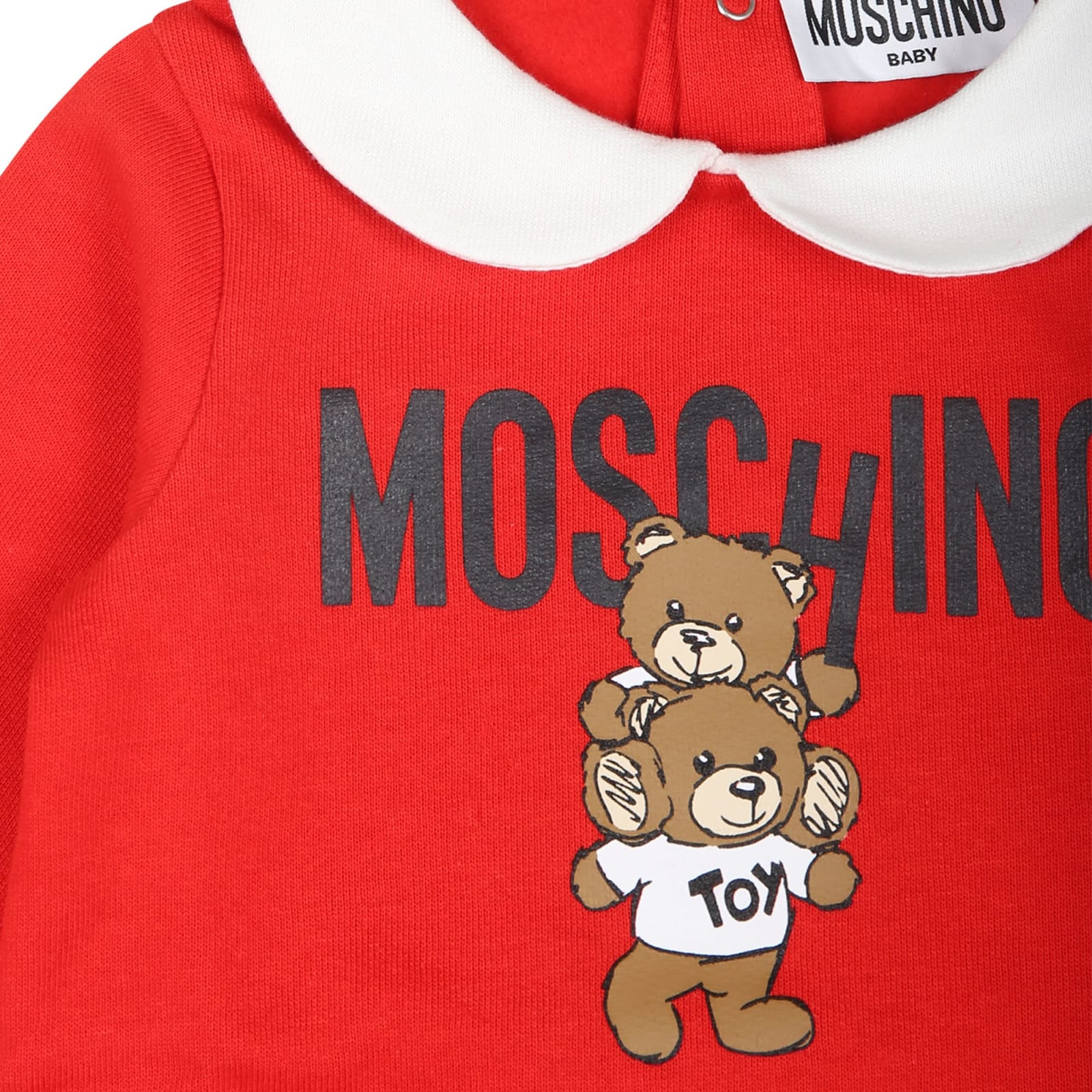 Shop Moschino Red Babygrow For Babykids With Two Teddy Bears