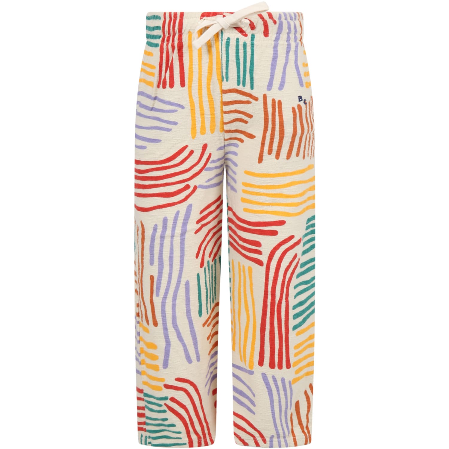Bobo Choses Ivory Sweatpants For Kids With Colorful Lines