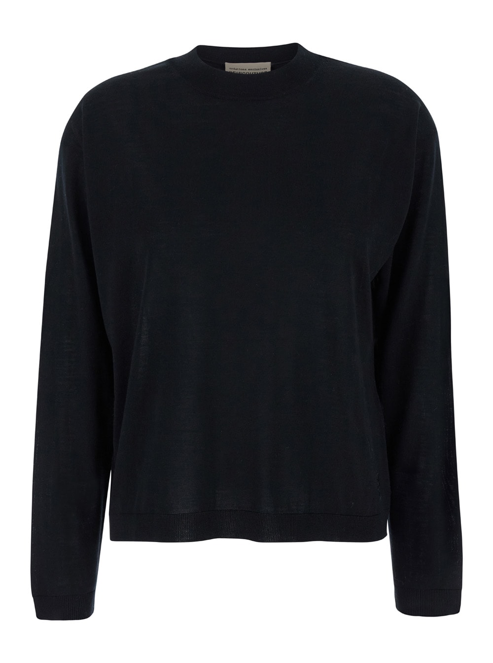 Black Crewneck Pullover In Wool Woman