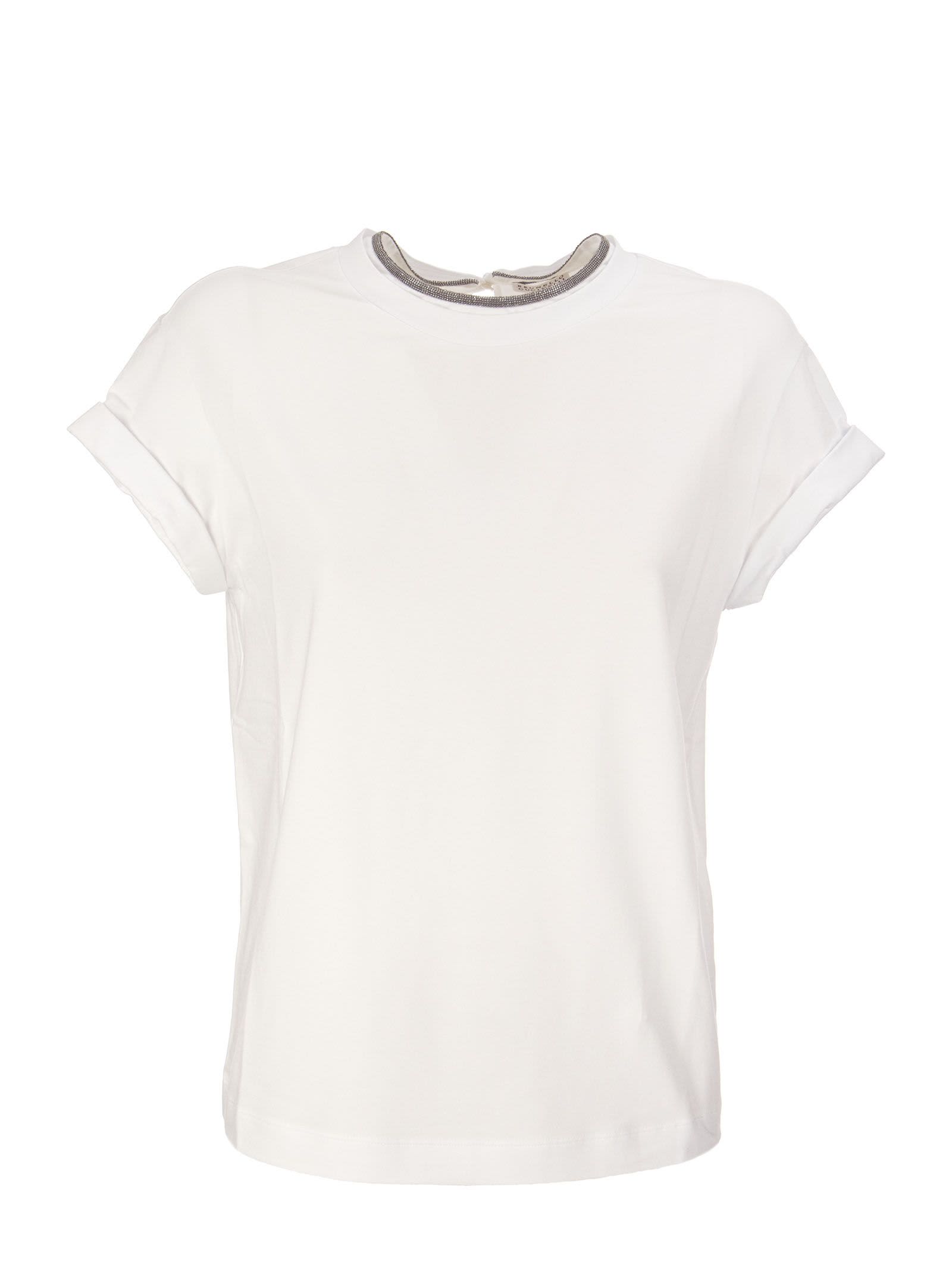 Brunello Cucinelli Stretch Cotton Jersey T-shirt With Precious Faux-layering