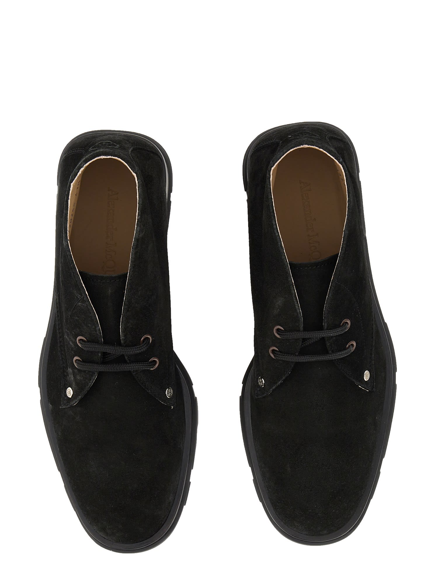 Alexander Mcqueen Lace-up Suede Boots In Nero