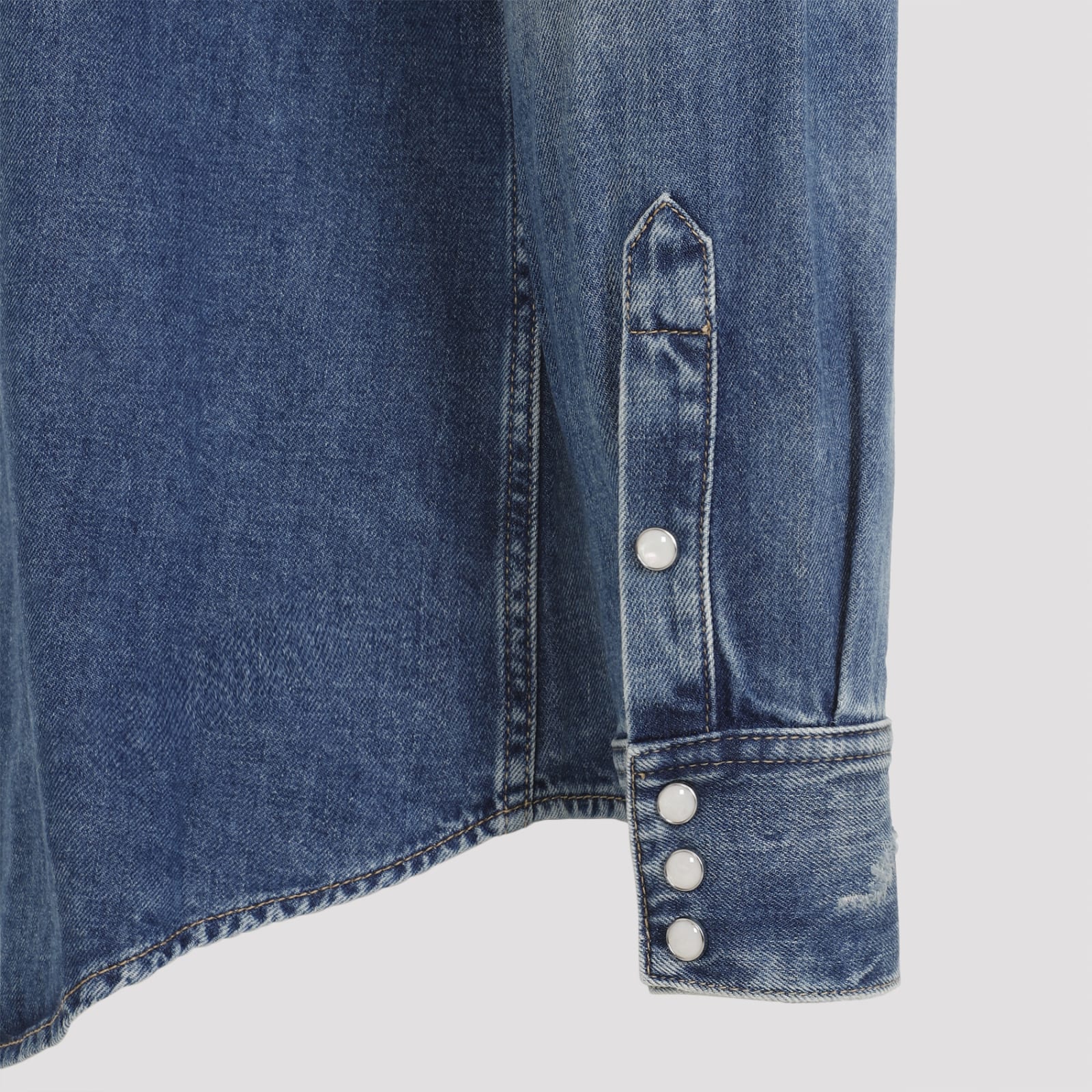 Shop Givenchy Denim Shirt In Oceanblue