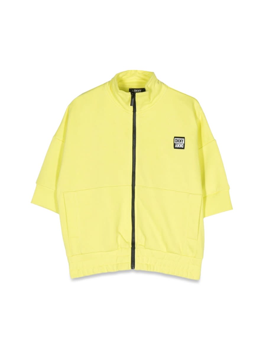 Dkny Logo Patch Short-sleeve Zipper In Yellow