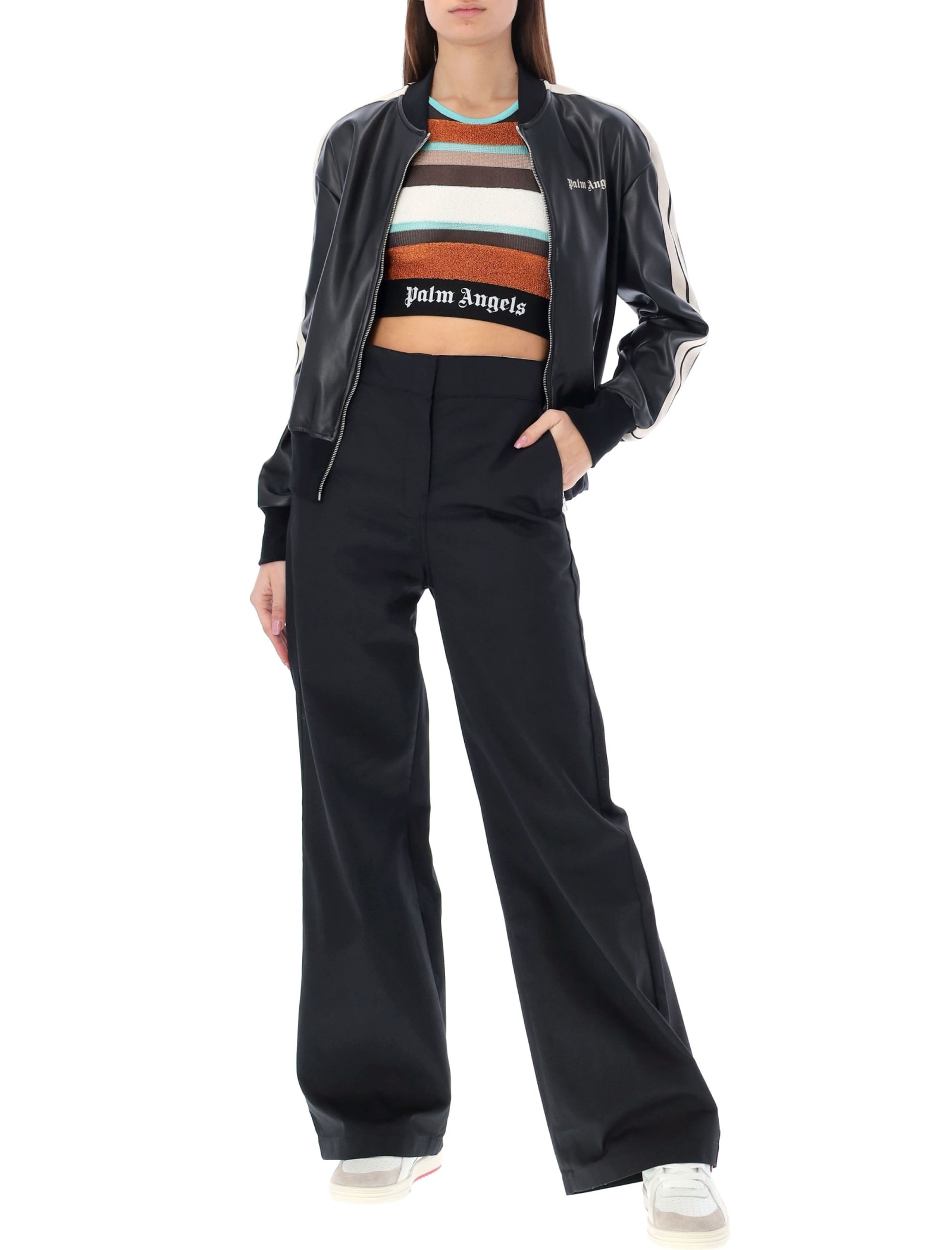 Shop Palm Angels Reversed Waistband Chino Pants In Black