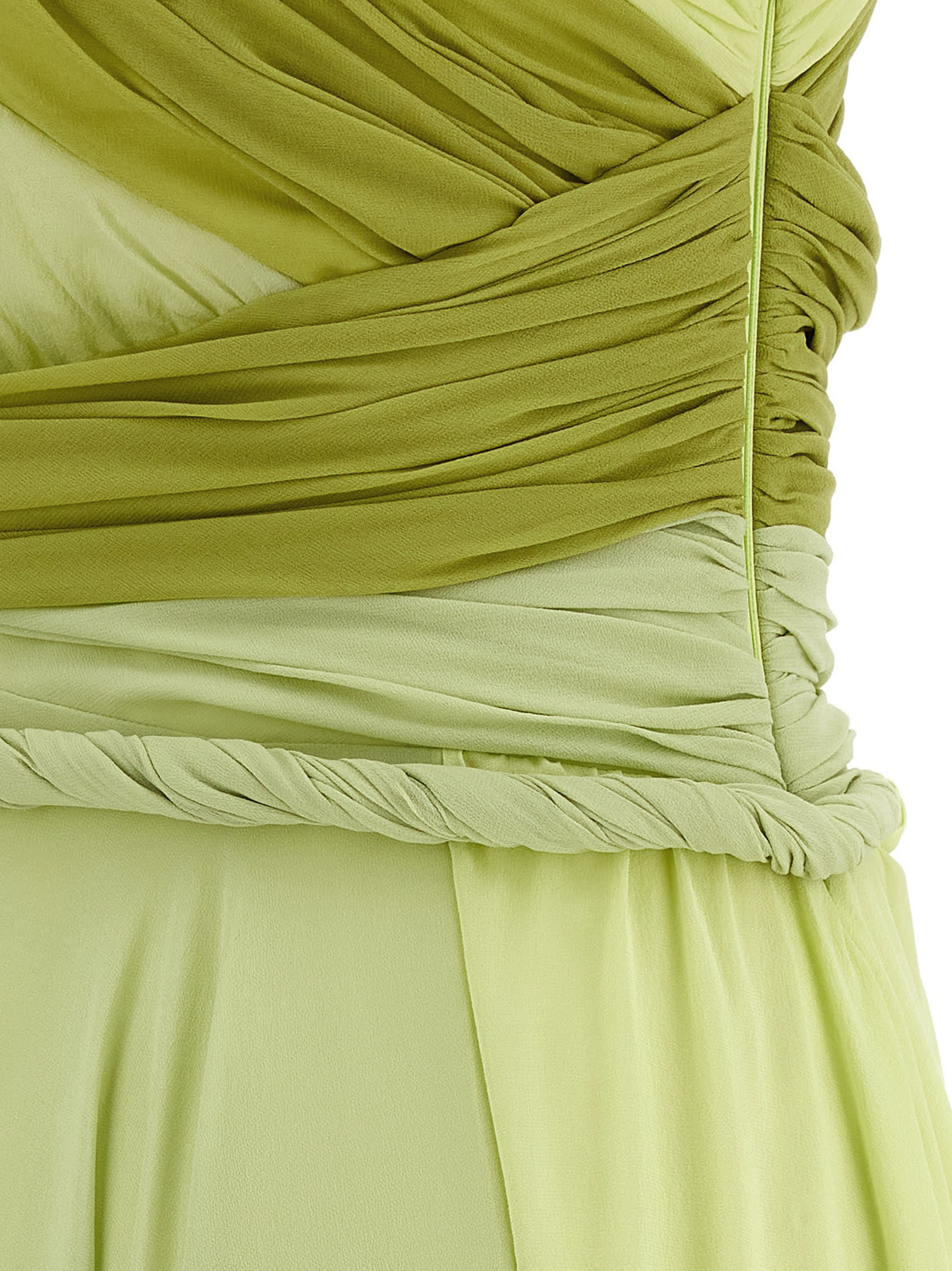 Giambattista Valli One-shoulder Silk Maxi Dress With Torch Detail In Green
