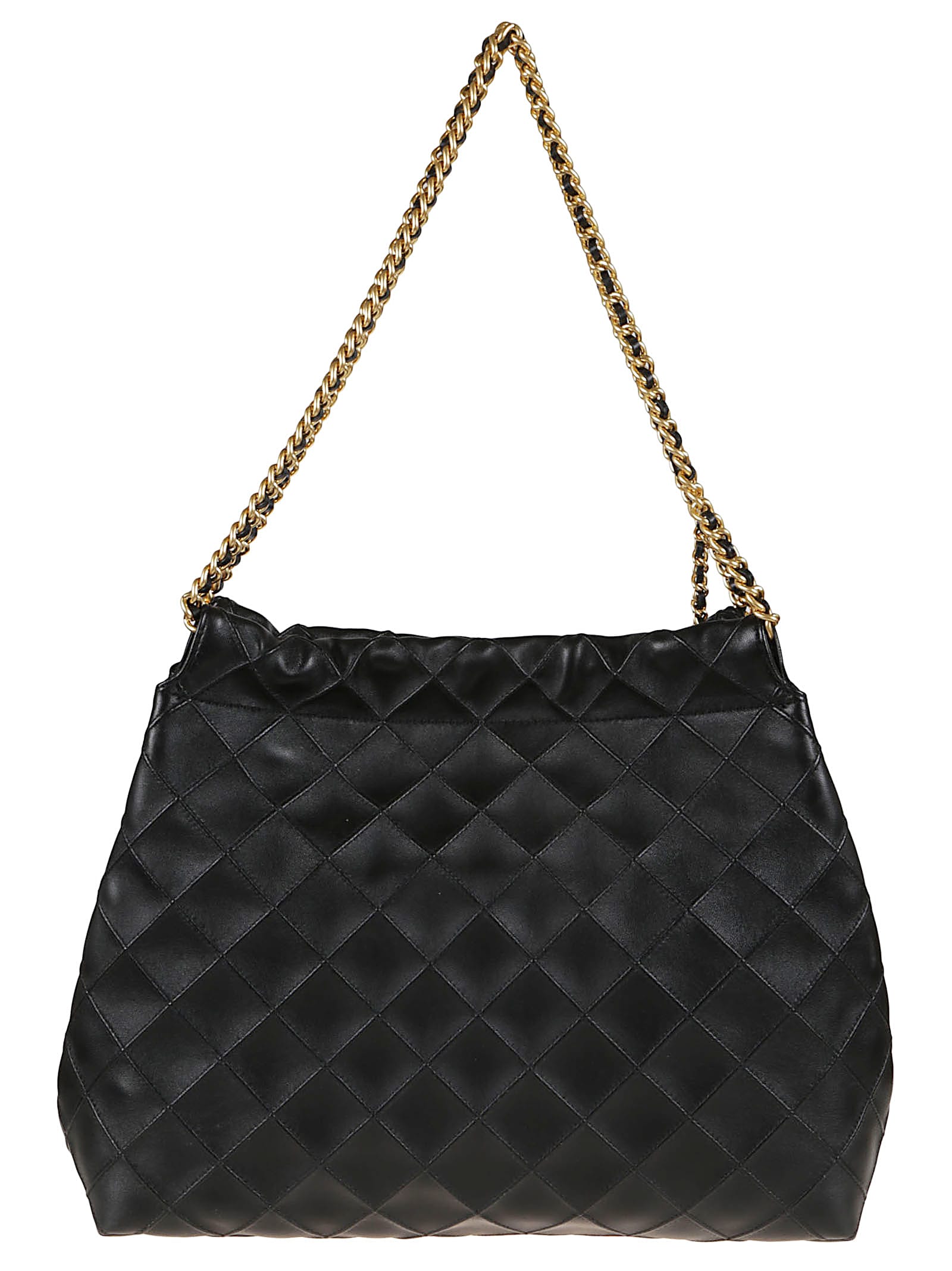 Tory Burch Quilted Black Lamb Leather Shoulder Bag In Black