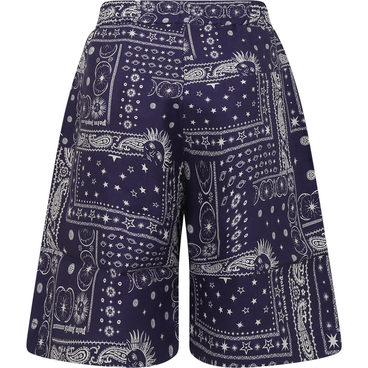 Shop Palm Angels Blue Shorts For Boy With Print In Blue/white