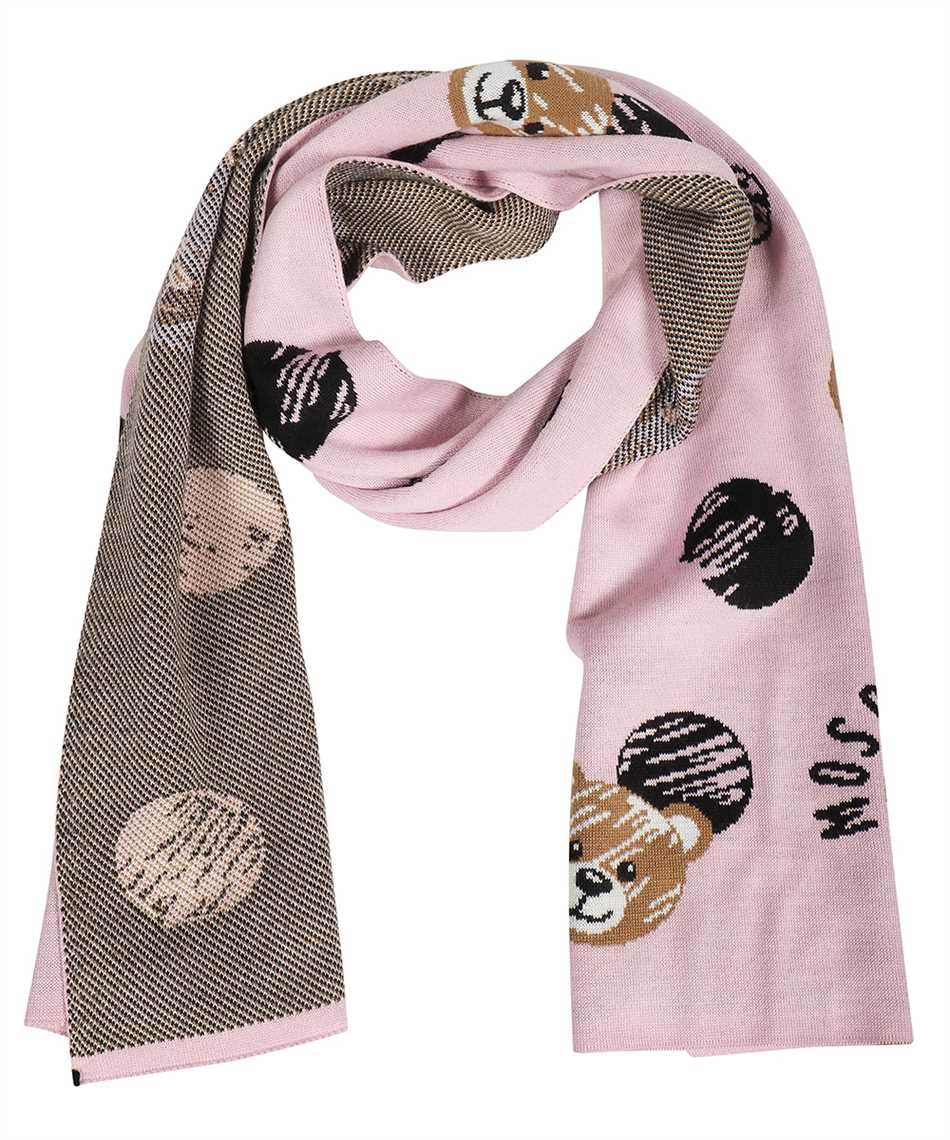Moschino Logo Knitted Scarf In Pink