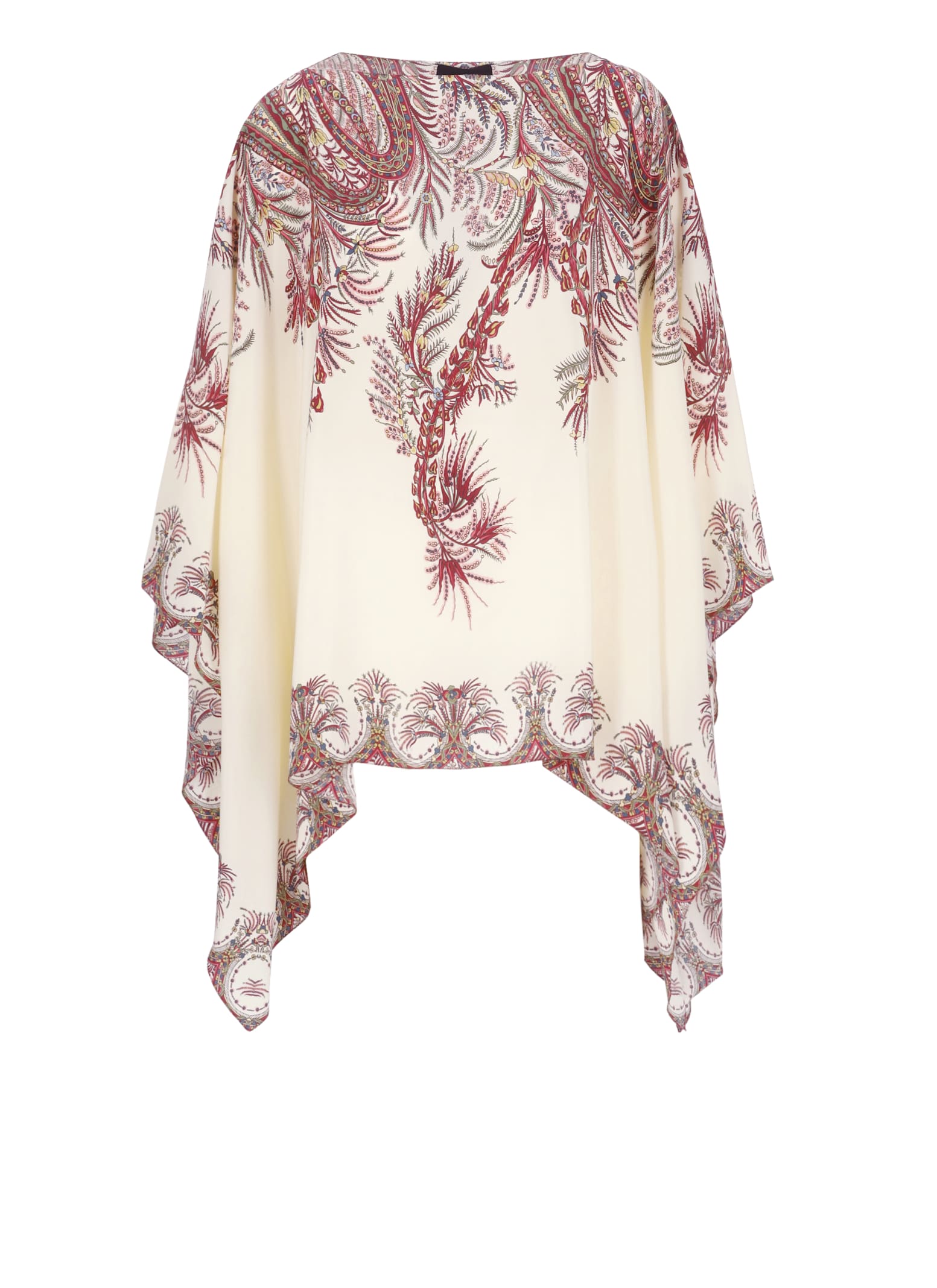 Etro Silk Poncho Top In Burgundy