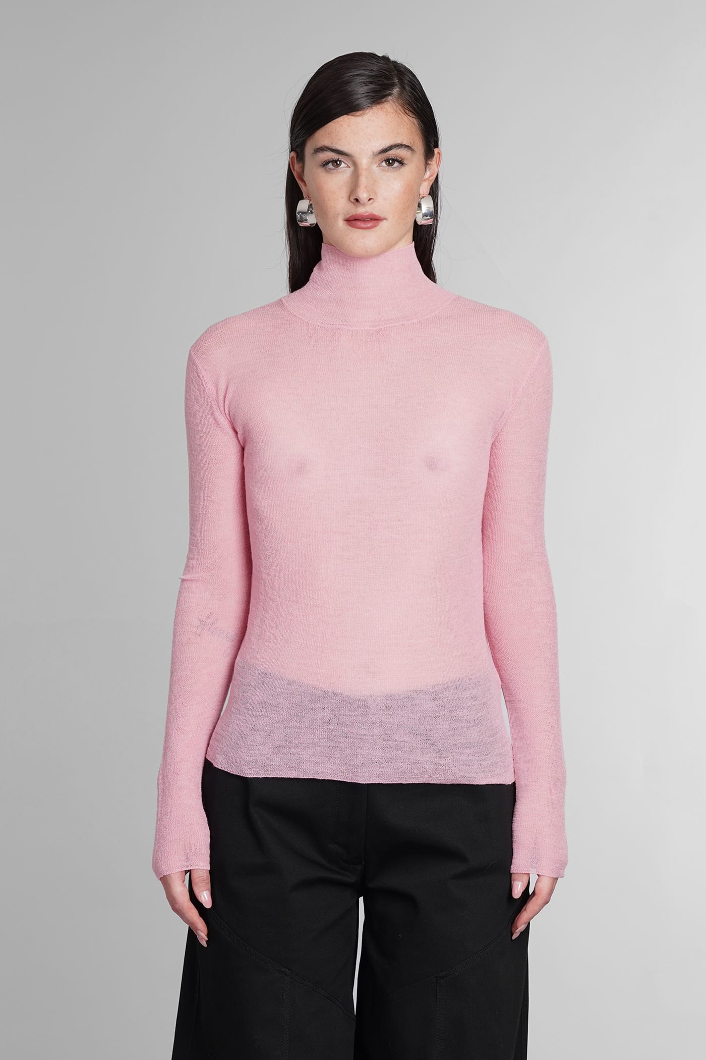 JIL SANDER KNITWEAR IN ROSE-PINK WOOL