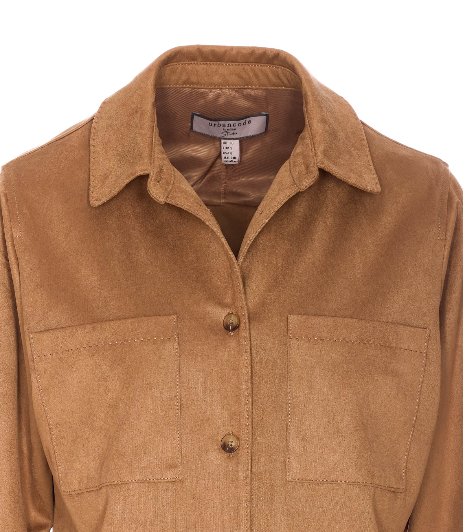 Urbancode Brown Shirt With Classic Collar In Tech Fabric Stretch Woman In Beige