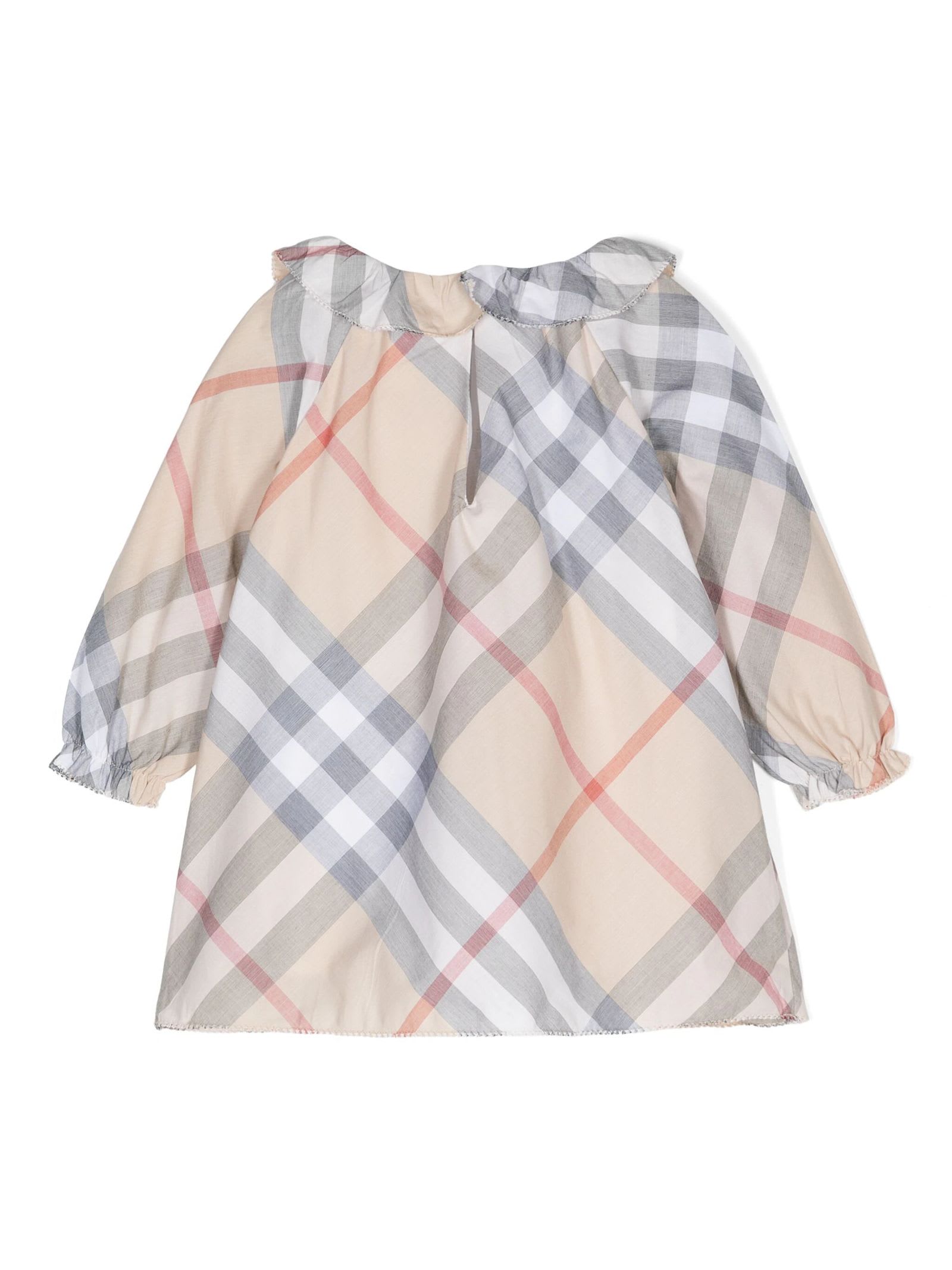 Shop Burberry Kids Dresses Beige In Pale Check