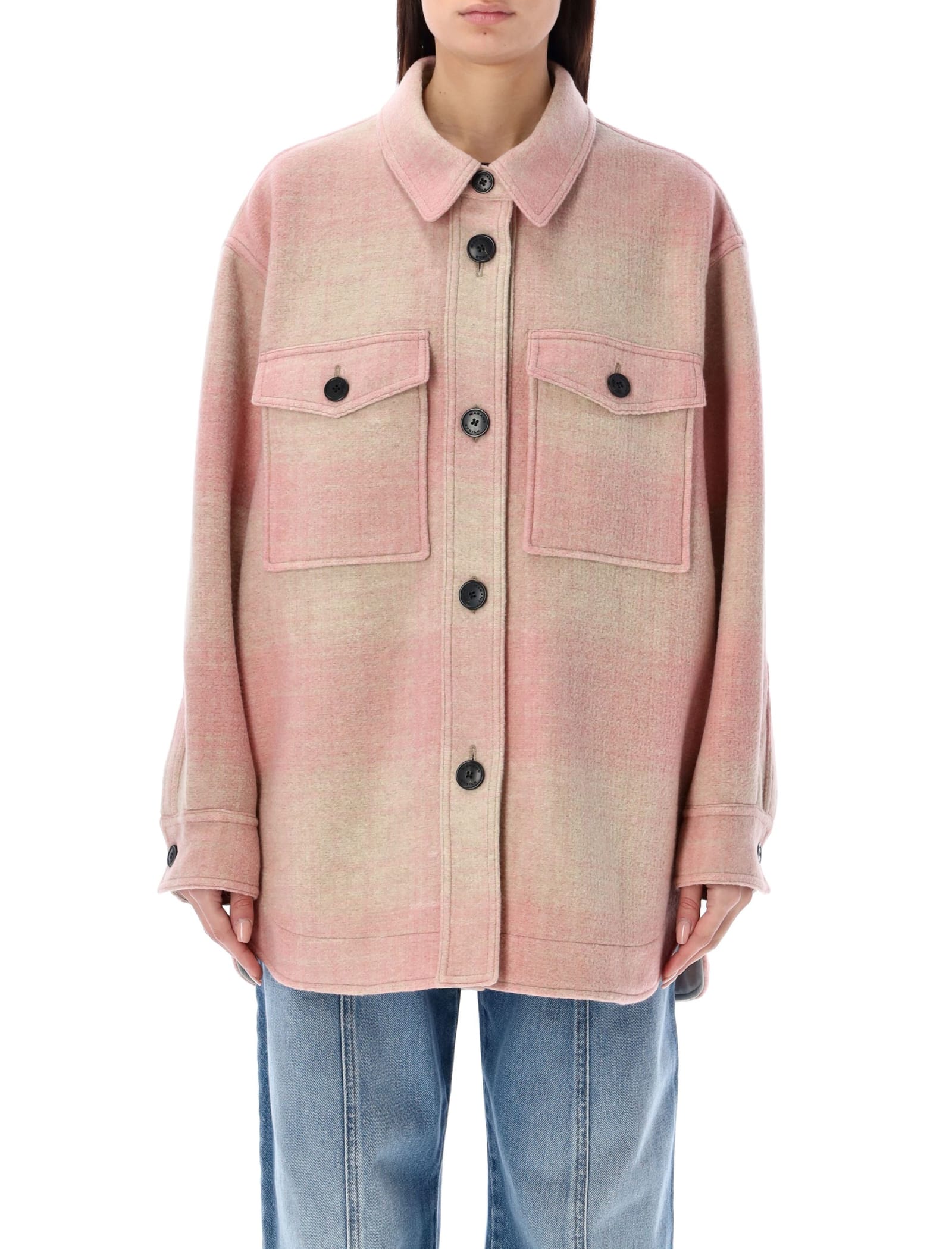 Shop Marant Etoile Harveli Checked Coat In Light Pink