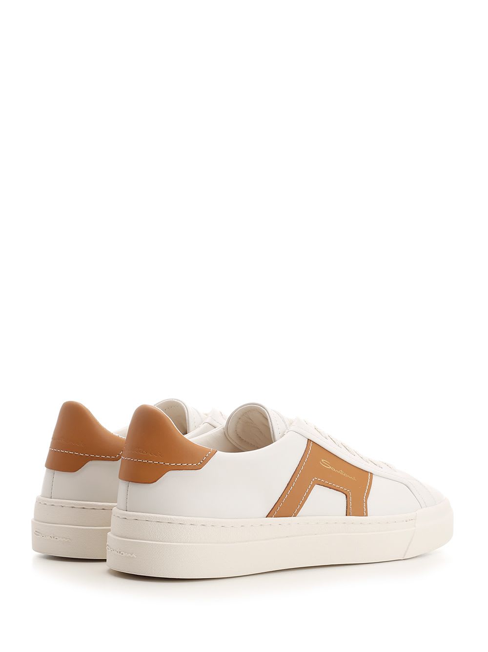 Shop Santoni Double Buckle Sneakers In White