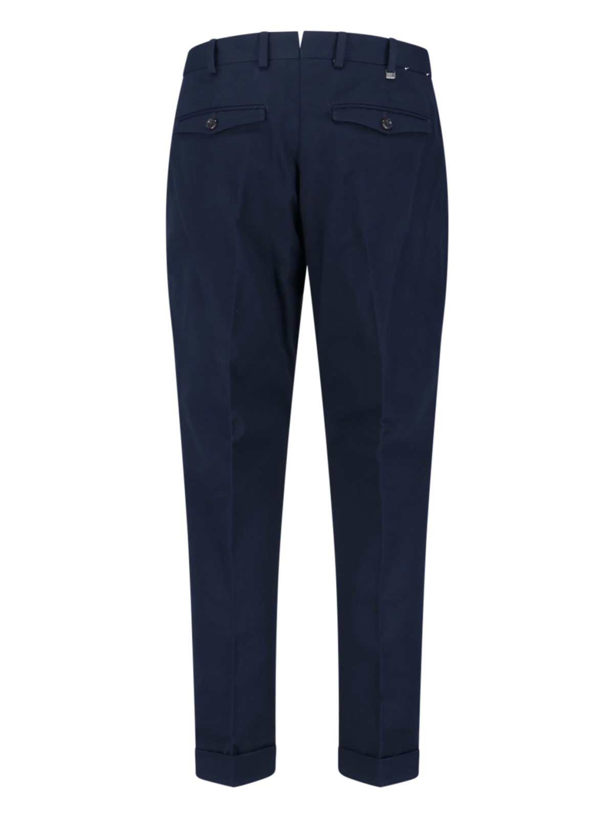 Pt Torino Mid-rise Tailored Trousers With Pleats And Buttoned Pockets In Blue