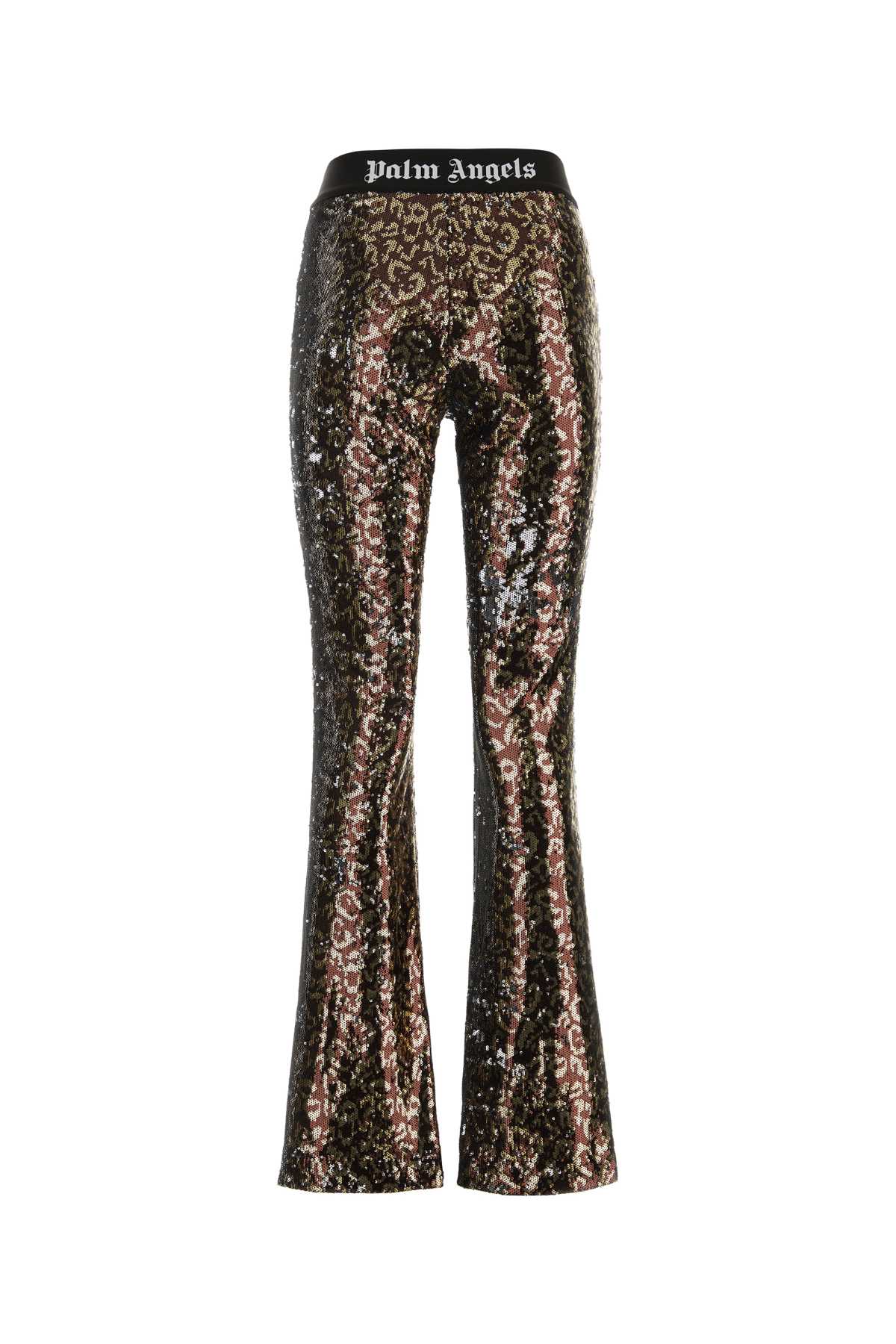 Shop Palm Angels Multicolor Sequins Pant In Brownbla